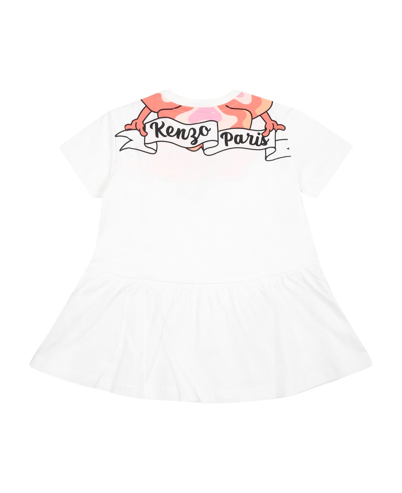 Kenzo Kids White Casual Dress For Baby Girl With Poppy - White ウェア
