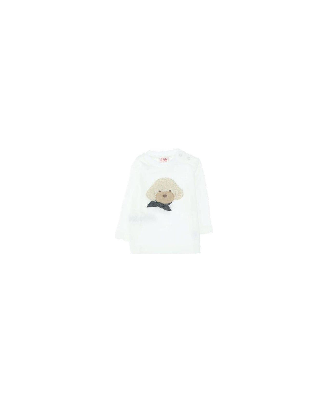 Il Gufo Poodle Detailed Teddy Fleece T-shirt - White Tシャツ＆ポロシャツ