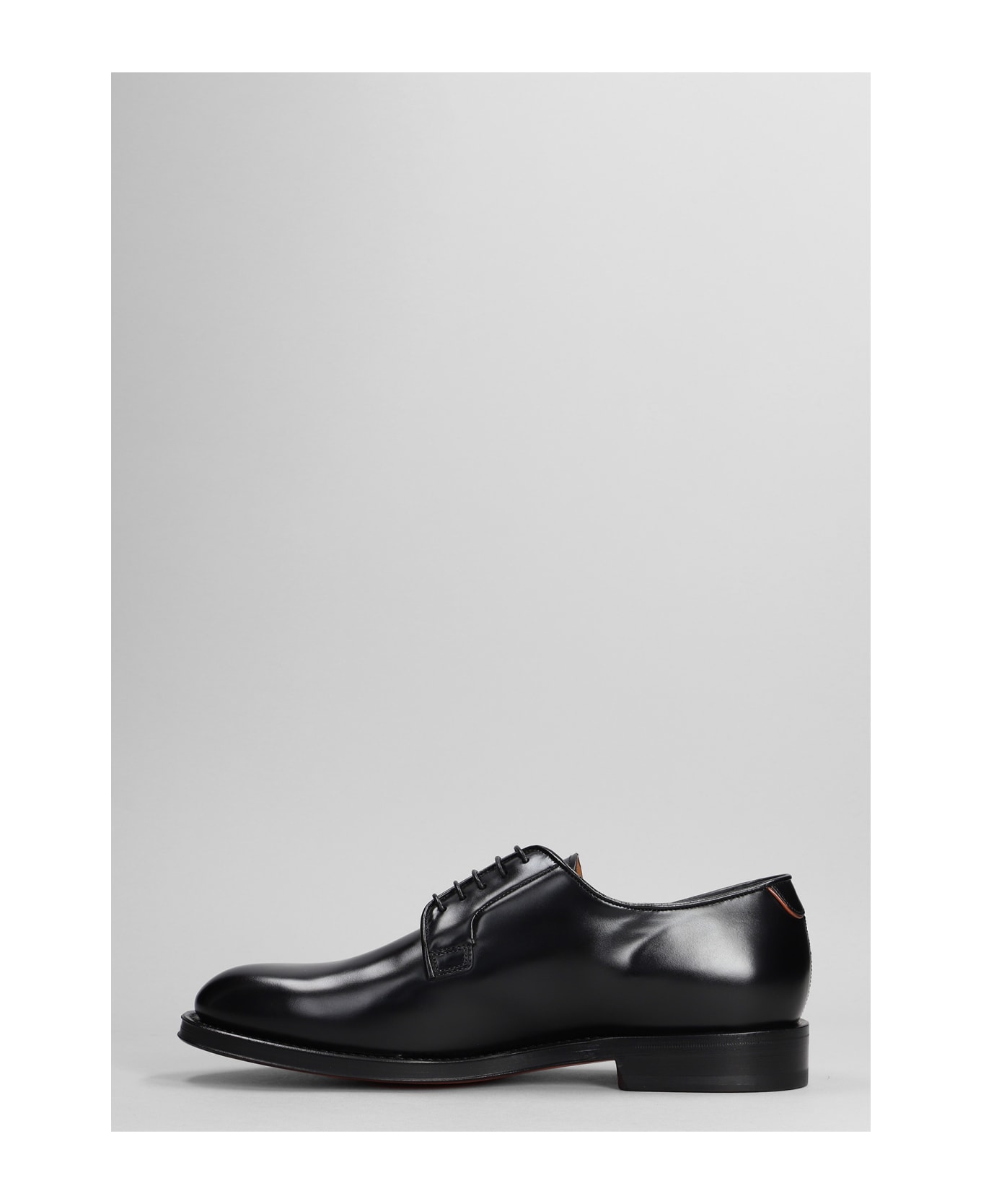 Santoni Ensley Lace Up Shoes In Black Leather - black ローファー＆デッキシューズ