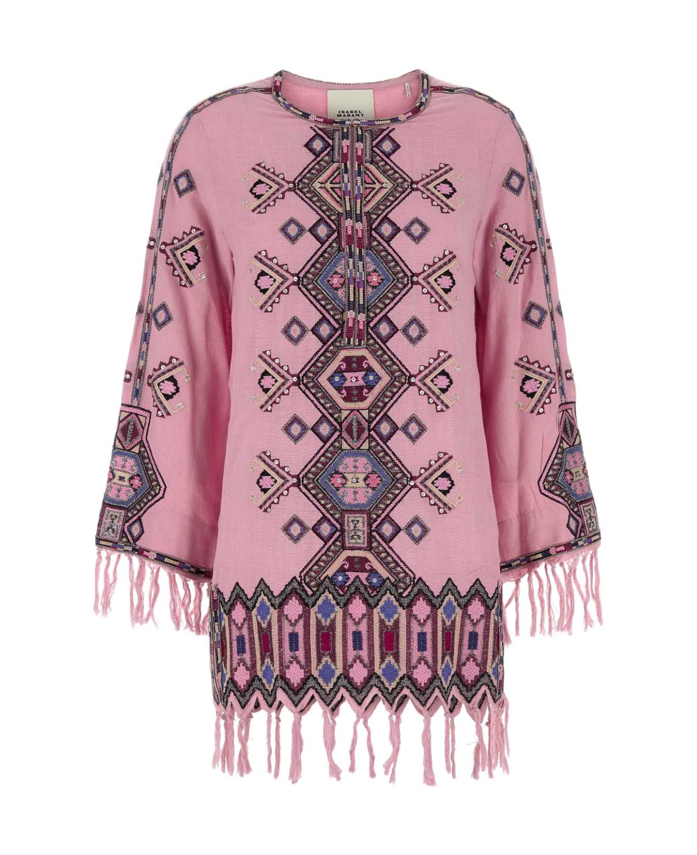 Isabel Marant Embroidered Silk Zayana Mini Dress - ANTIKPINK