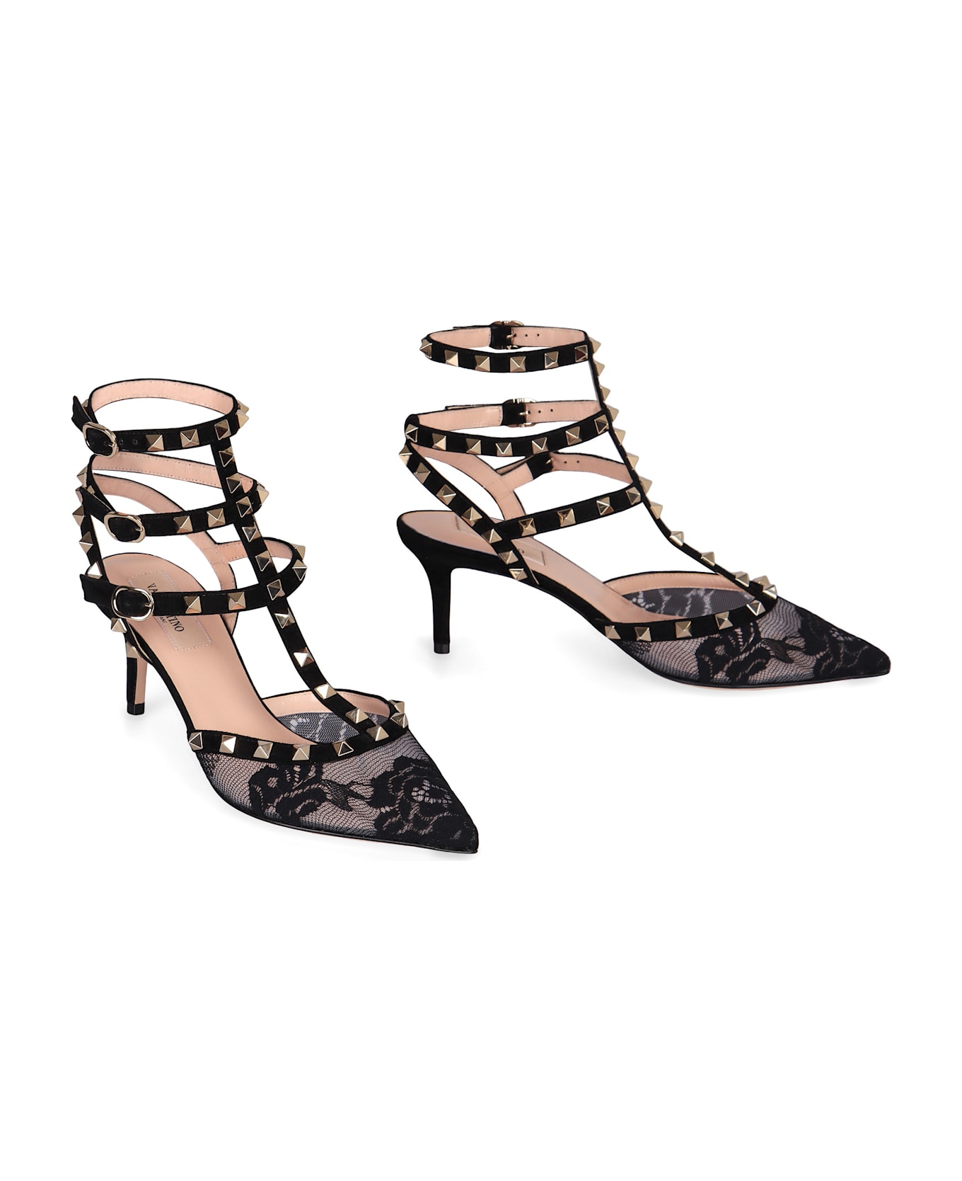 Valentino Garavani Décolleté Rockstud In Lace - black