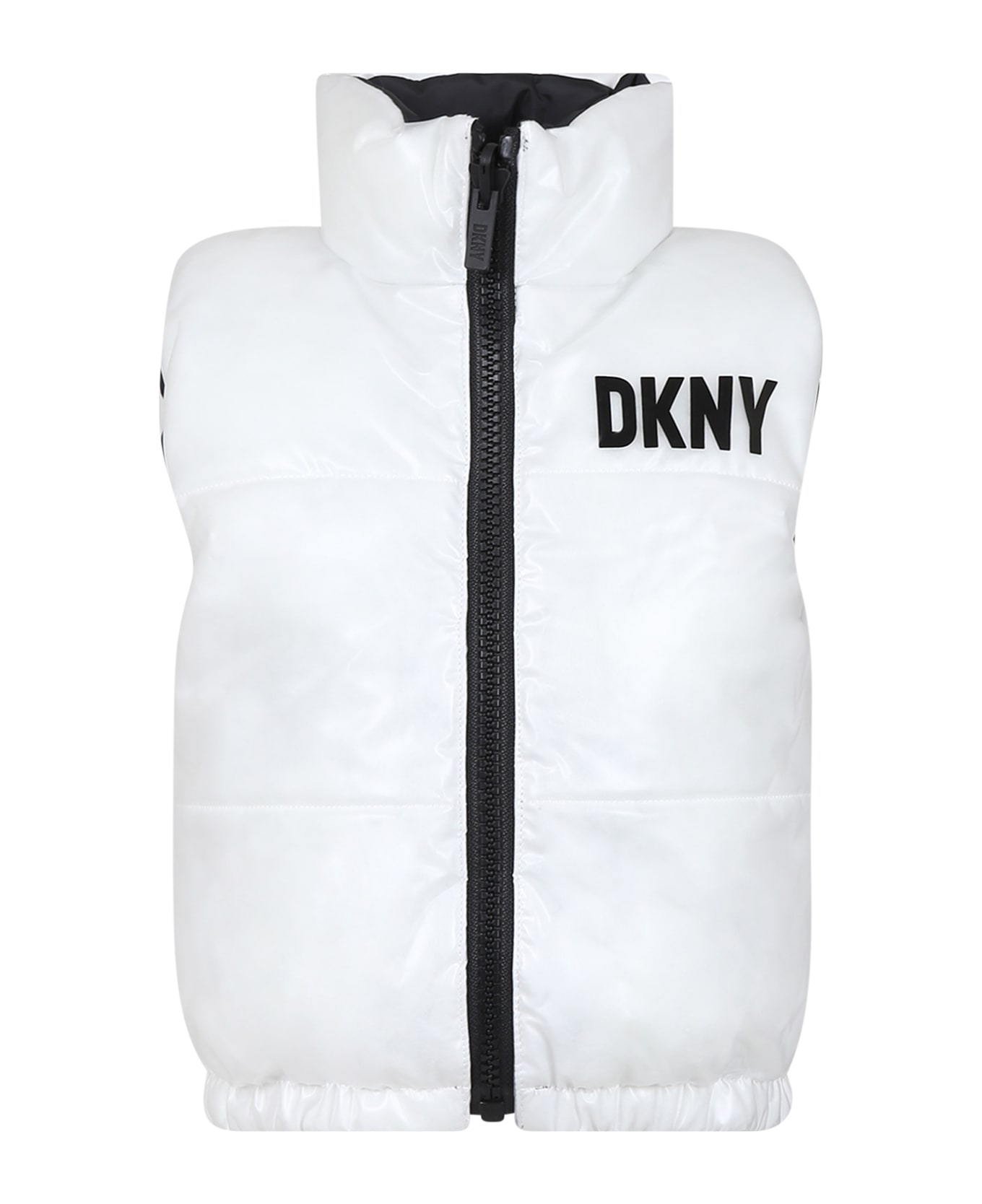 DKNY Reversible White Vest For Girl - Unico コート＆ジャケット
