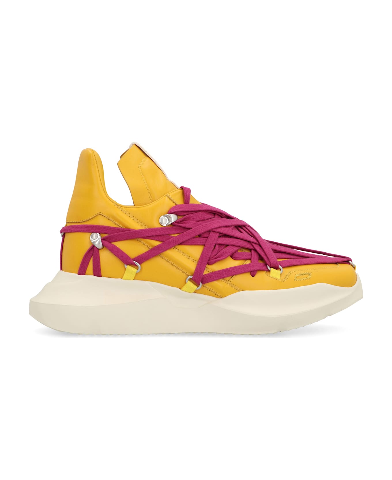 Rick Owens Megalaced Leather High-top Sneakers - Yellow