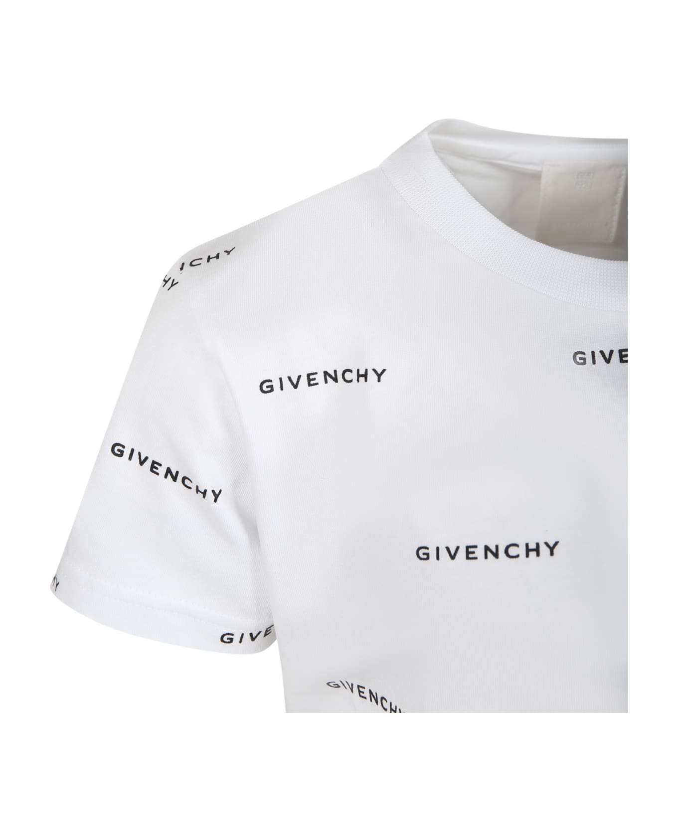 Givenchy White T-shirt For Boy With All-over Logo - Bianco e Nero