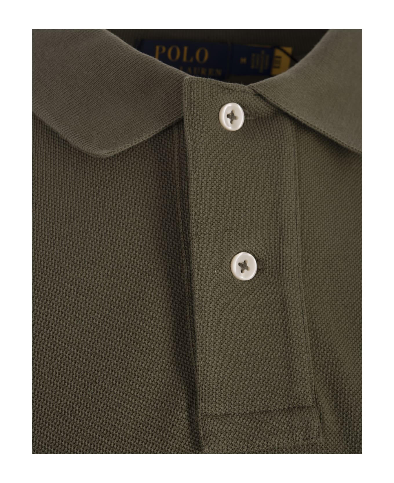 Ralph Lauren Slim-fit Polo Shirt In Military Green Piqué - Green