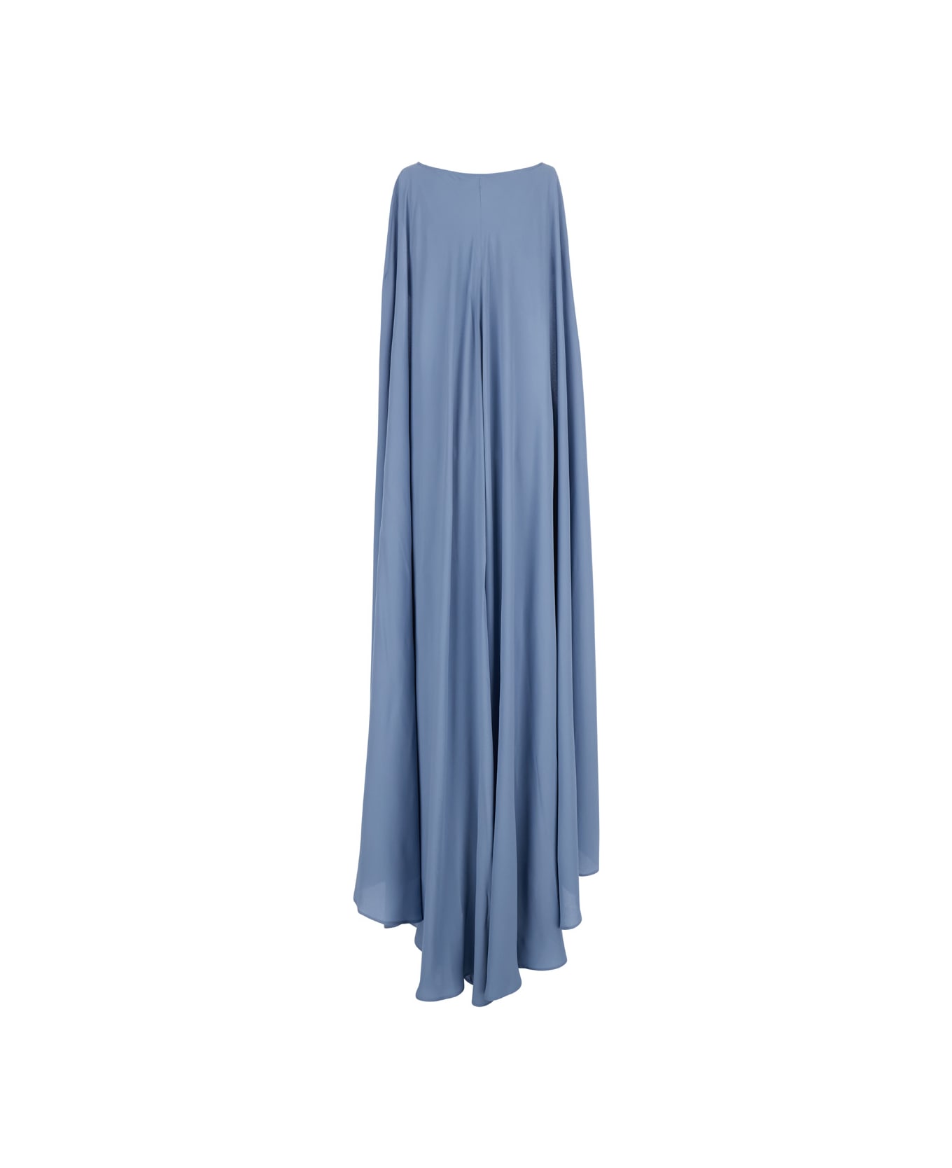 Federica Tosi Light Blue Maxi Dress With Cape In Silk Blend Woman - Blu