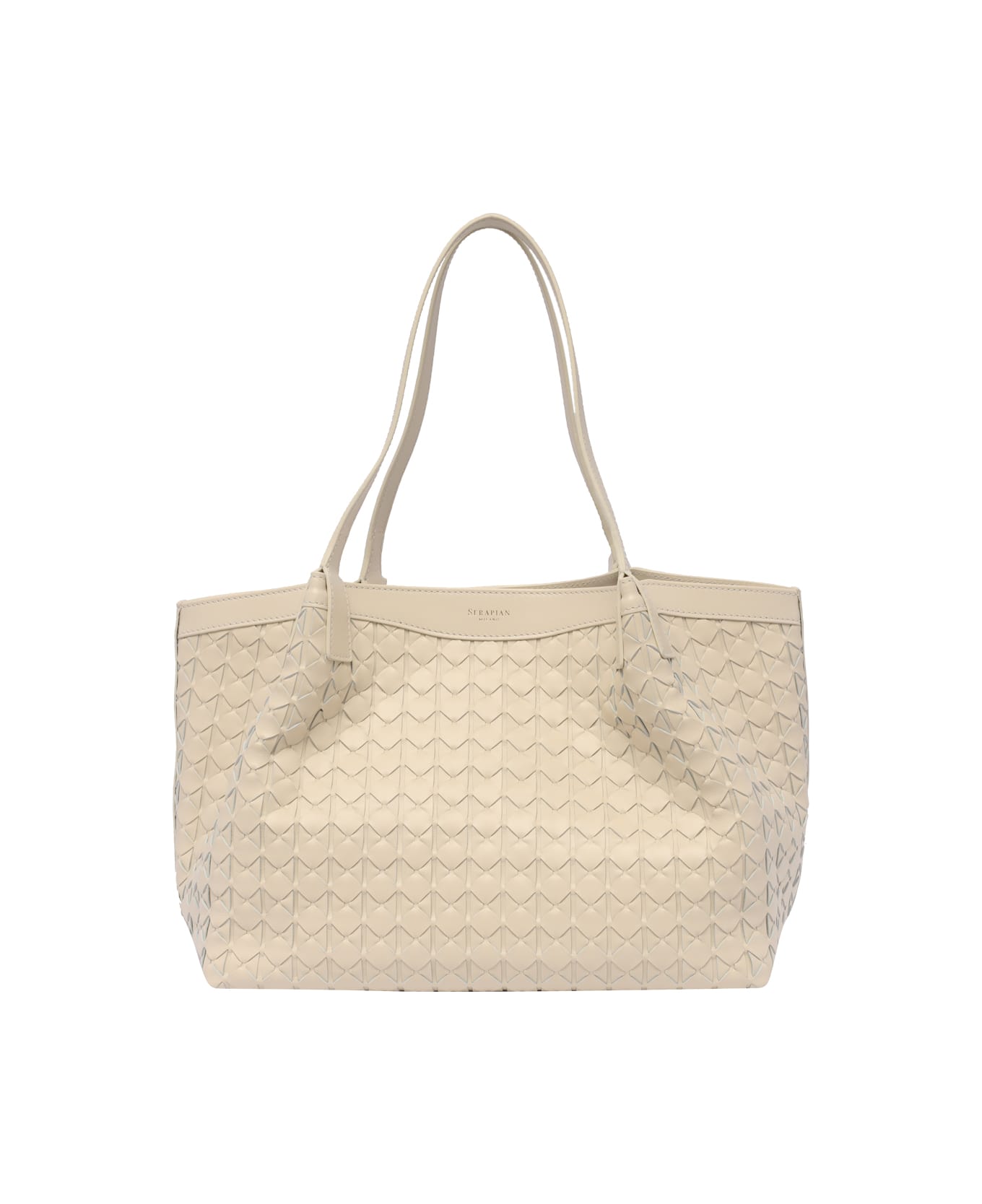 Serapian Small Secret Tote Bag in Mosaico, Woman, Off-White