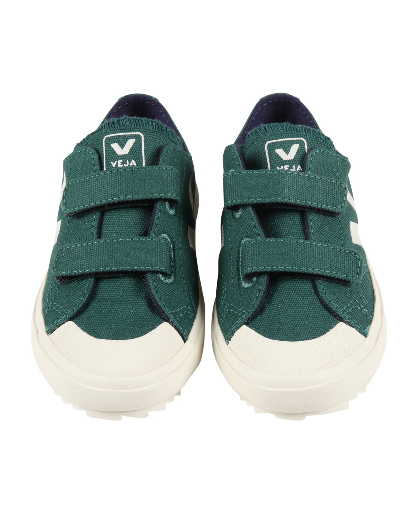 Veja Green Sneakers For Kids With Ivory Logo - Green