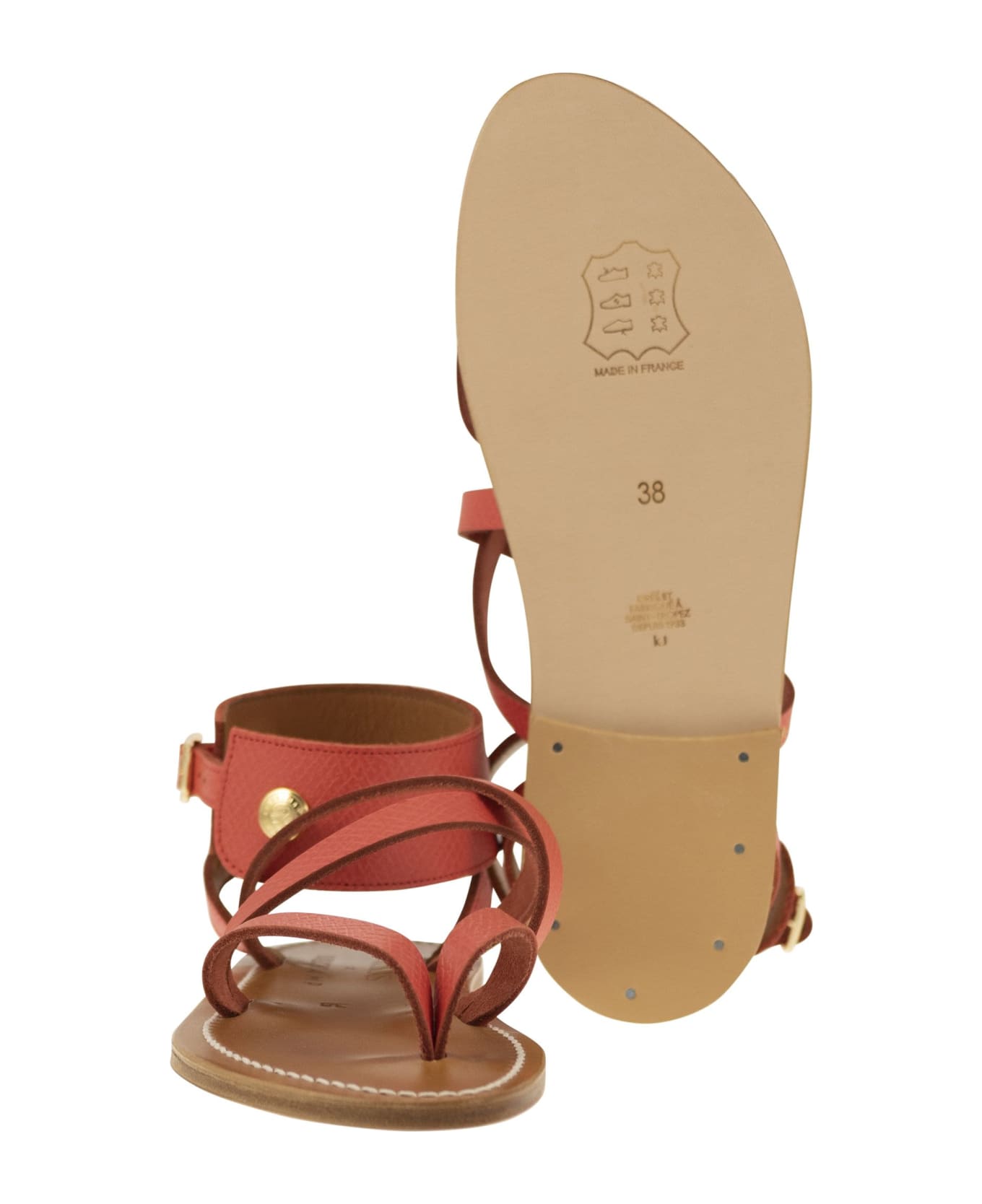 Longchamp X K.jacques Leather Sandals - Strawberry サンダル