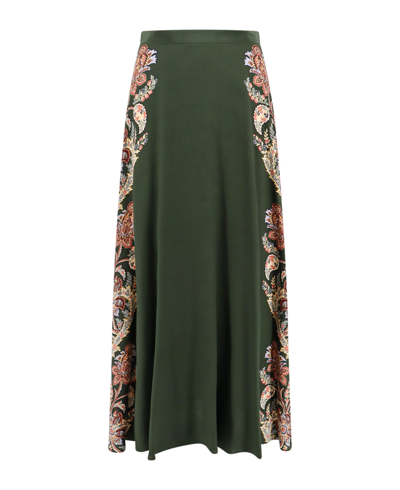 Etro Dark Green Paisley Print Long Skirt - Green