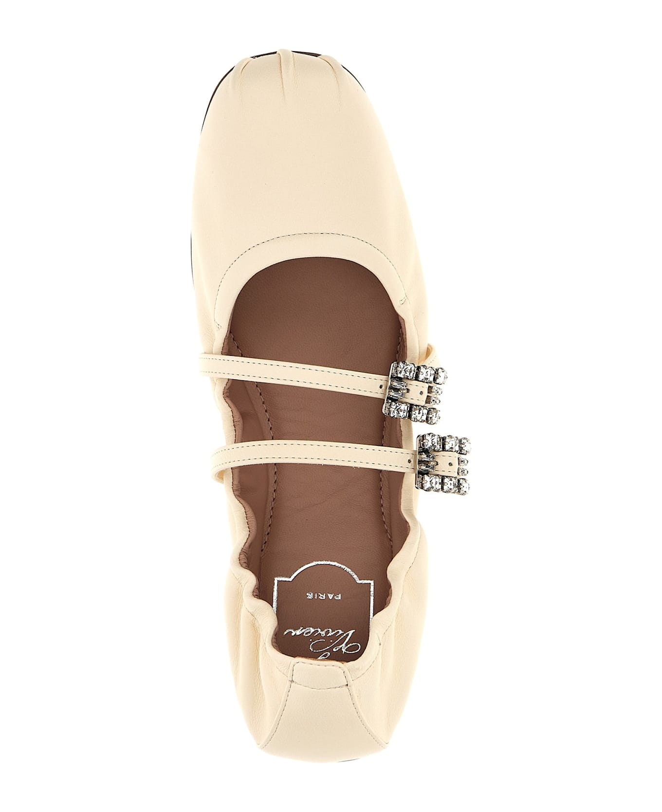 Roger Vivier Strap Buckle Ballet Flats - White
