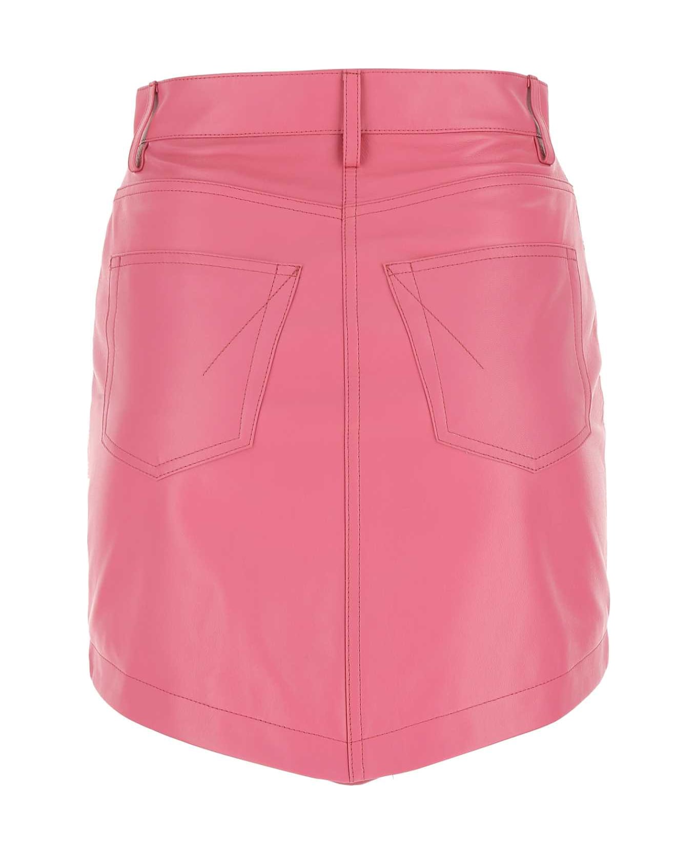 Alexandre Vauthier Dark Pink Leather Mini Skirt - BUBBLEGUM