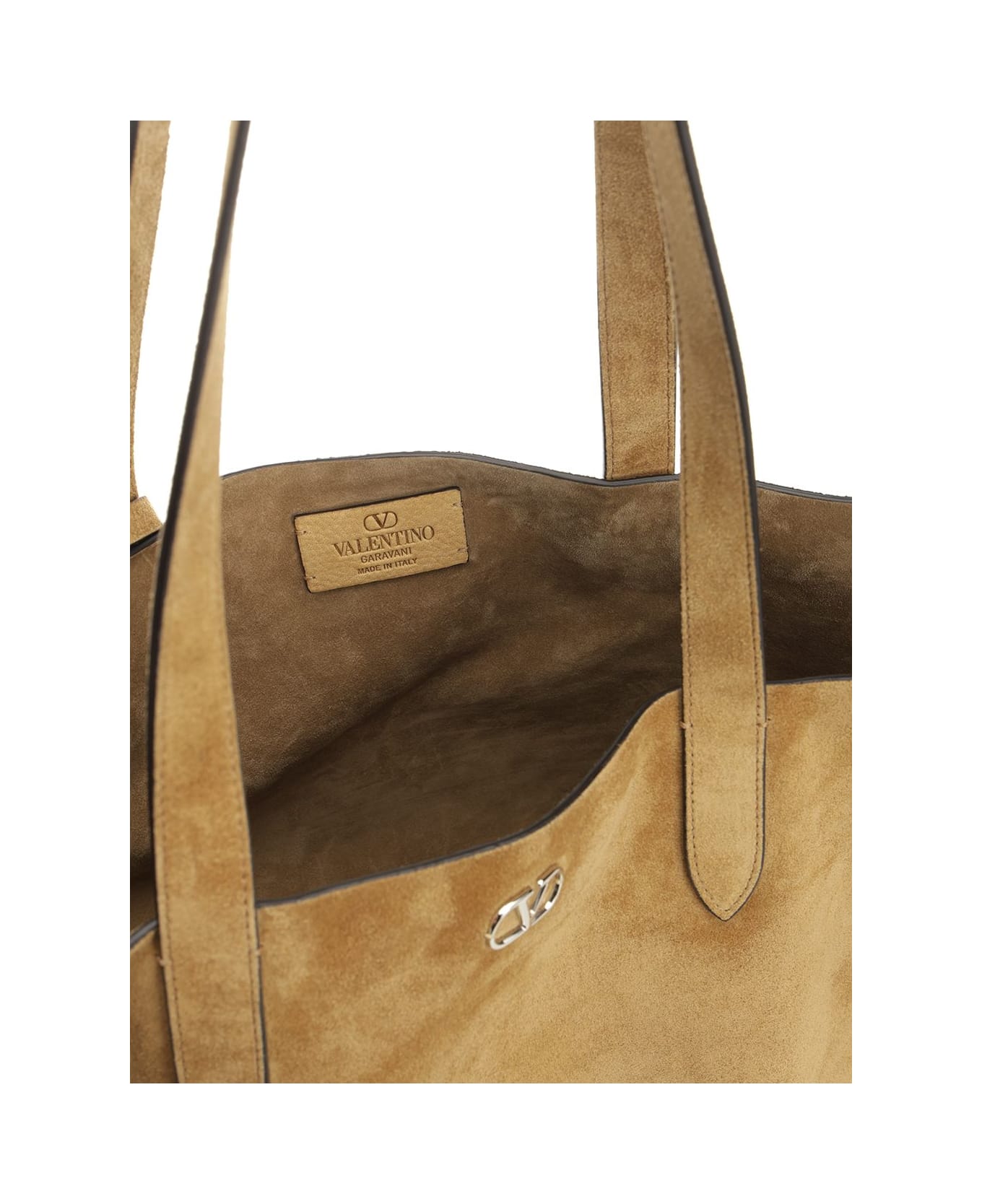 Valentino Garavani Nellcôte Large Suede Shopping Bag - HAVANA	BEIGE