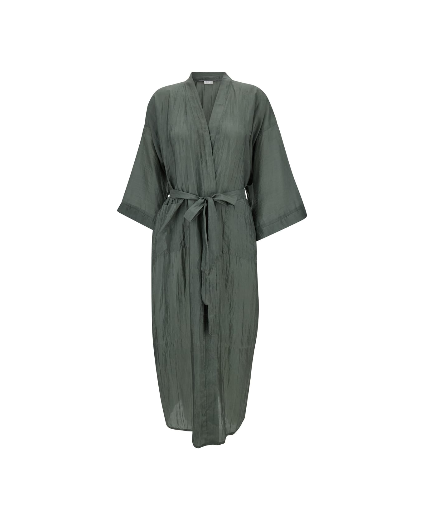The Rose Ibiza 'bata' Green Kimono With Matching Belt In Silk Woman - Green