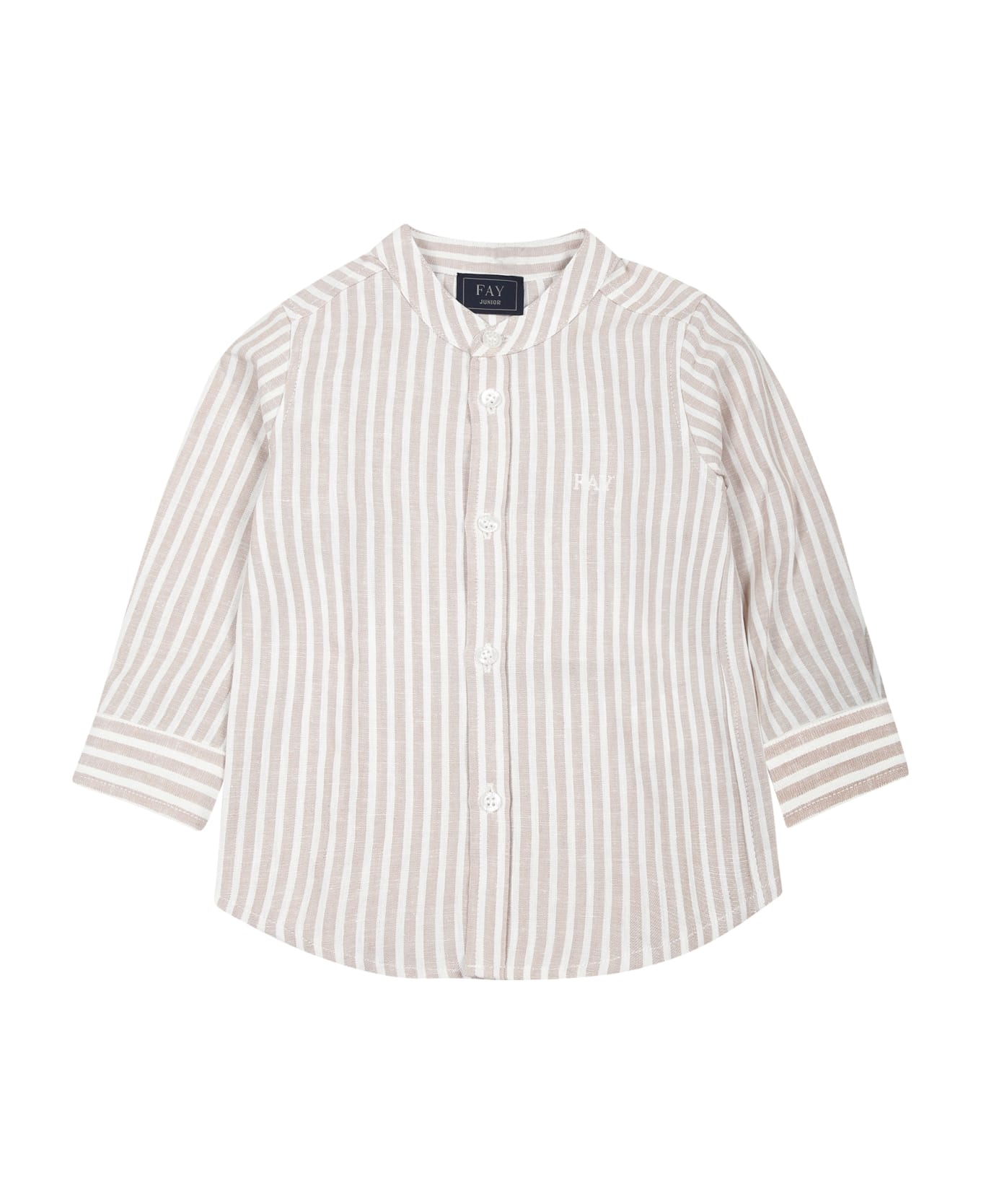Fay Beige Shirt For Baby Boy With Logo - Beige シャツ