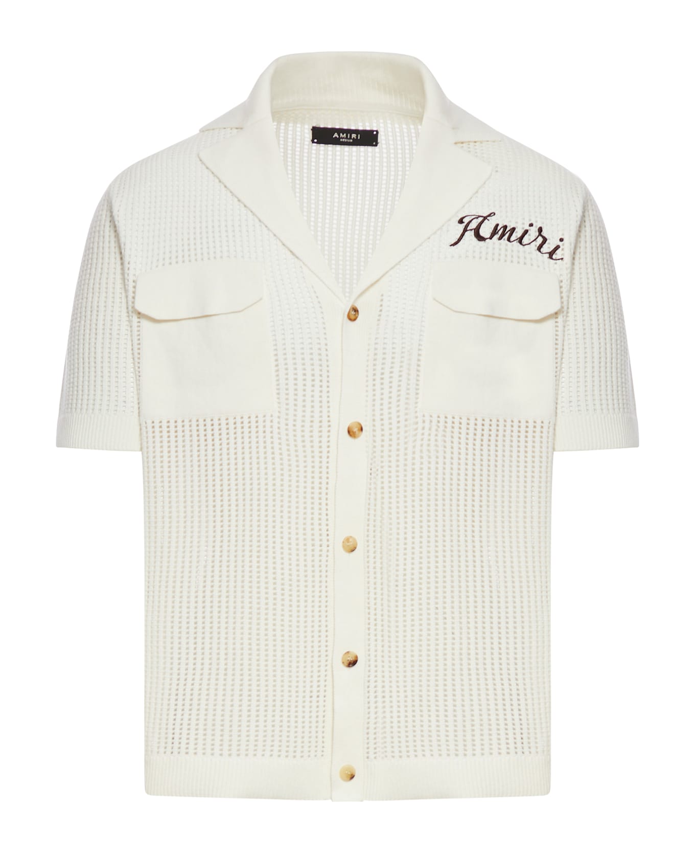 AMIRI Egyptian Cotton Perforated Polo - Nude & Neutrals