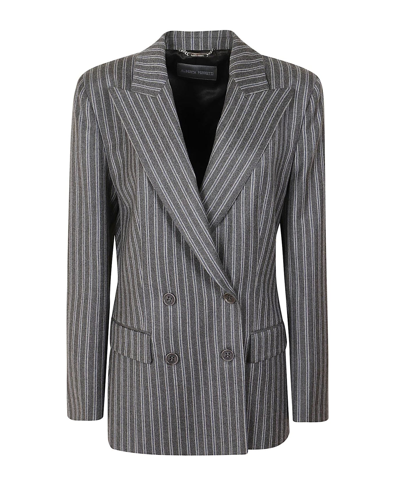 Alberta Ferretti Striped Double-breasted Blazer Alberta Ferretti - GREY