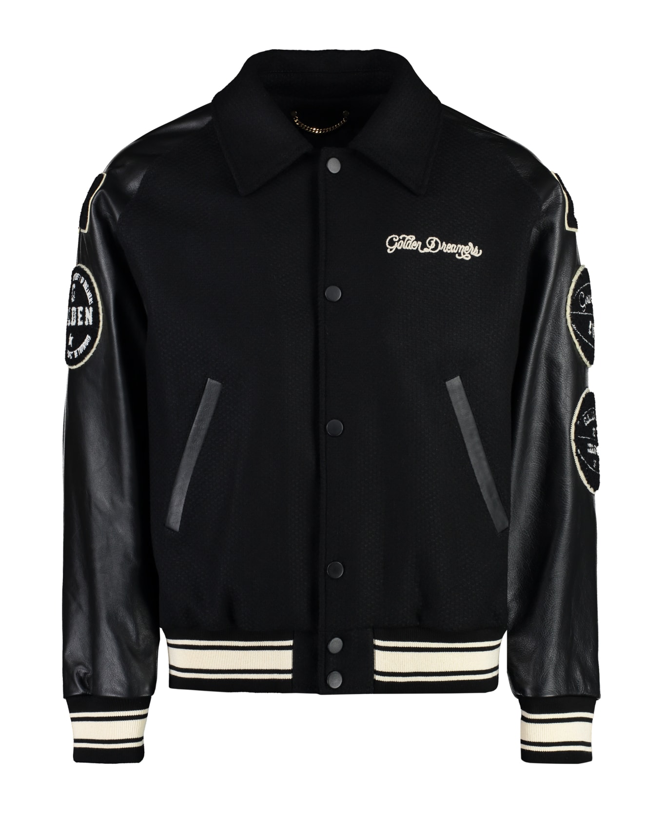 Golden Goose Embroidered Letterman Jacket - black