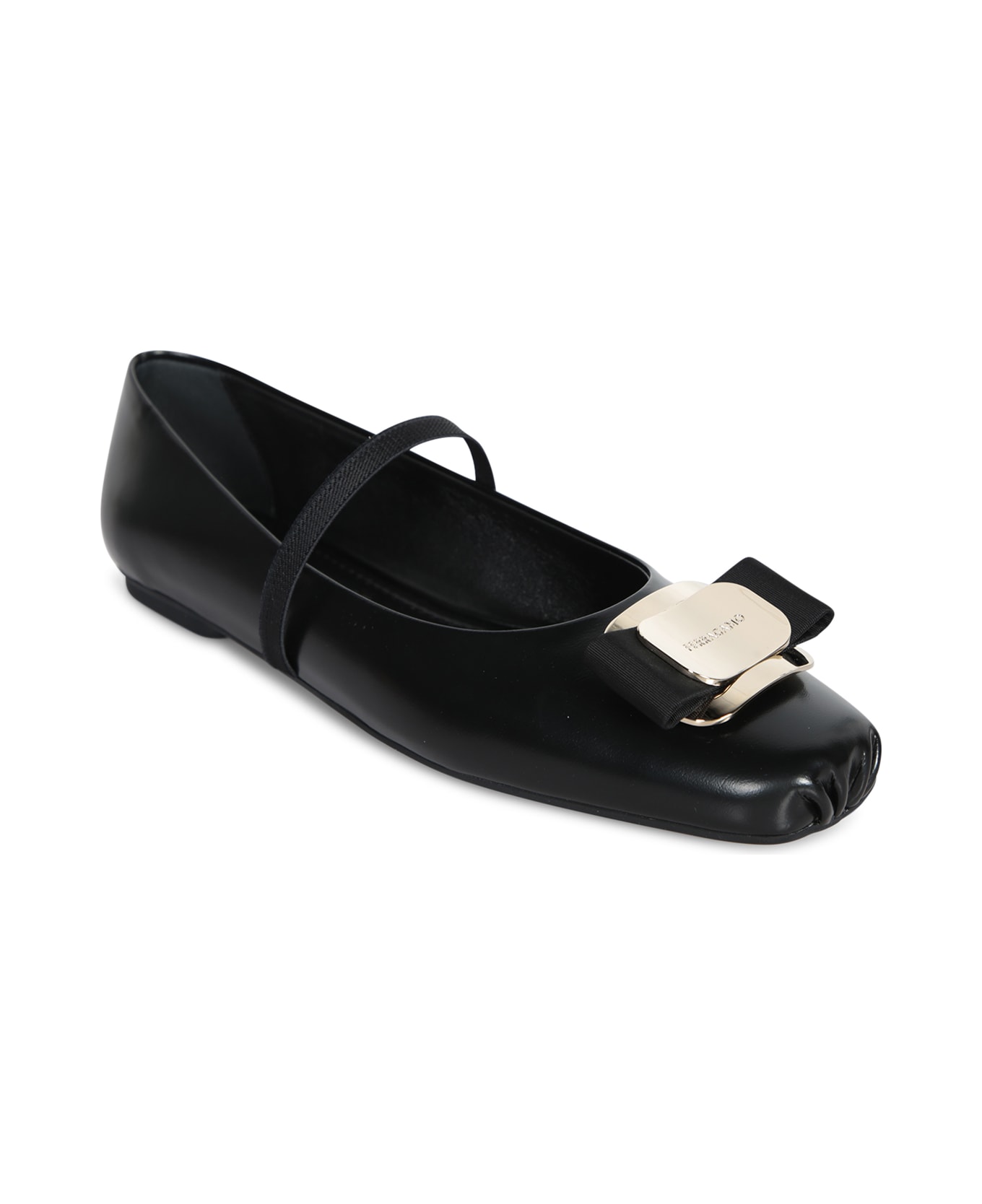 Ferragamo New Vara Black Ballerina Flats - Black