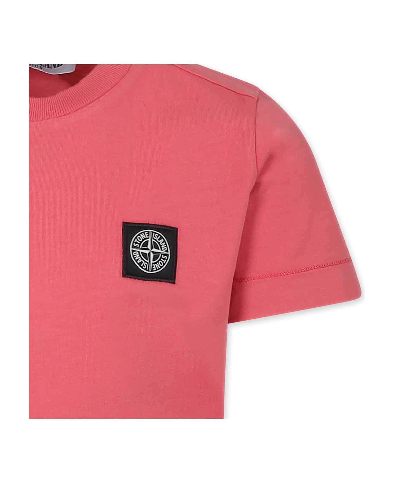 Stone Island Junior Red T-shirt For Boy With Compass - Red