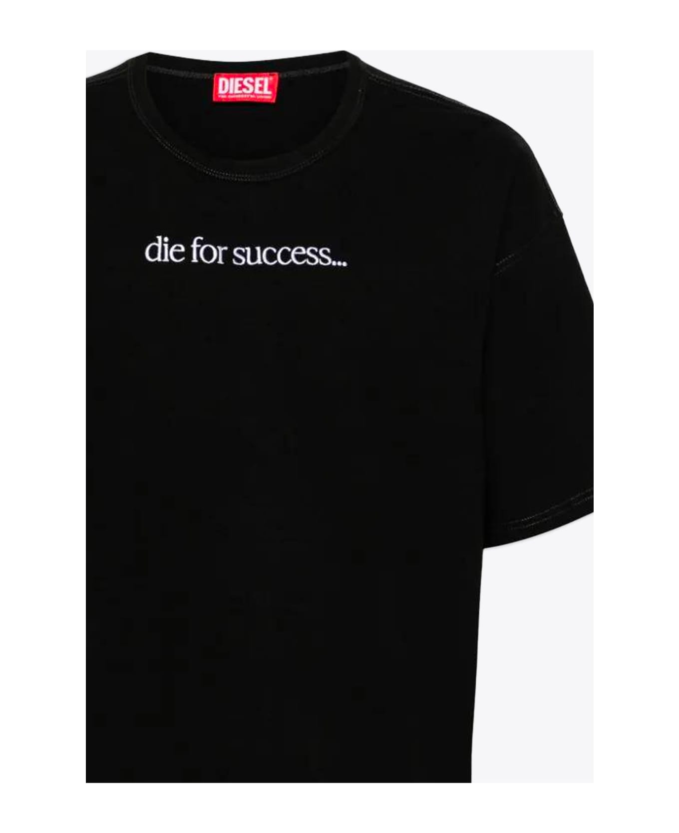 Diesel 0nfae T-box-n6 Black cotton t-shirt with front slogan embroidery - T Boxt N6 - Nero