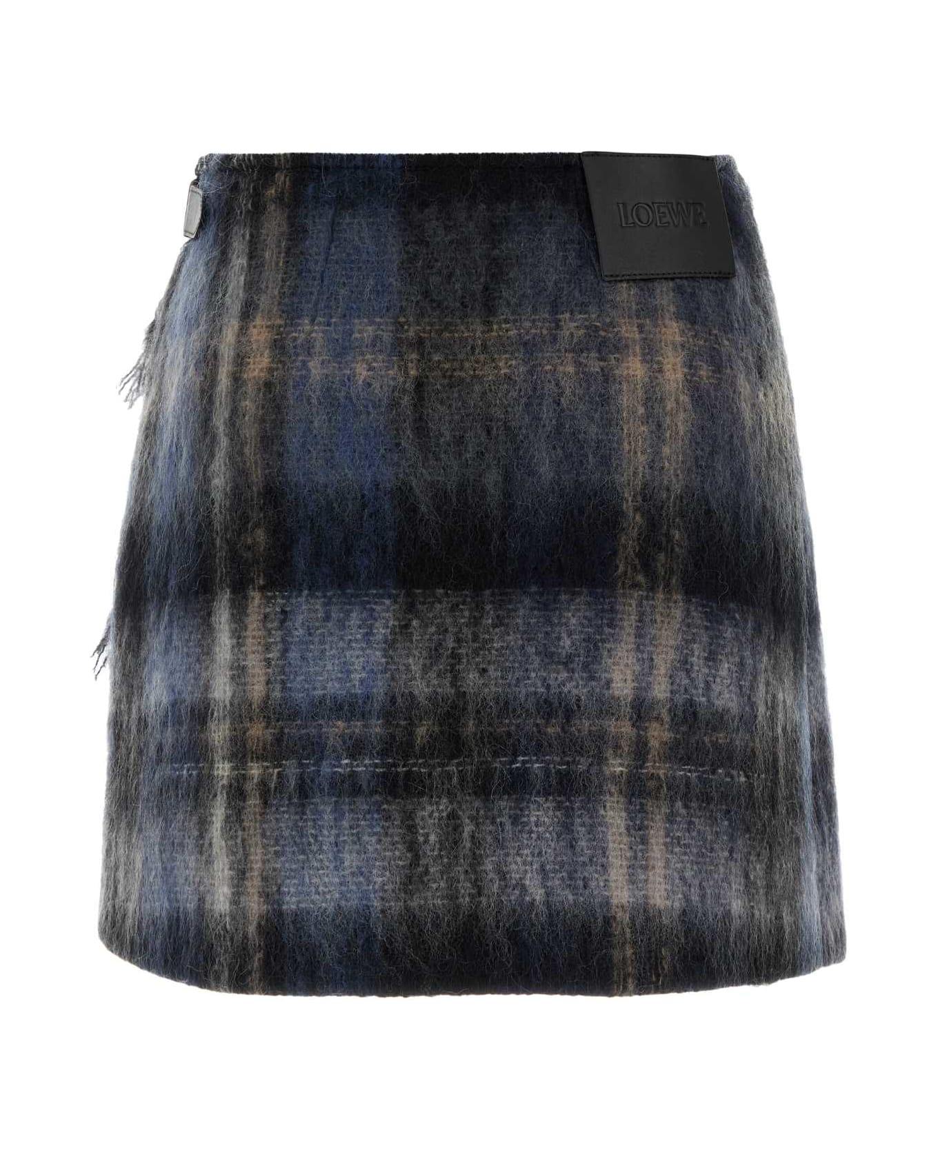 Loewe Embroidered Mohair Blend Mini Skirt - BLUE/MULTICOLOR
