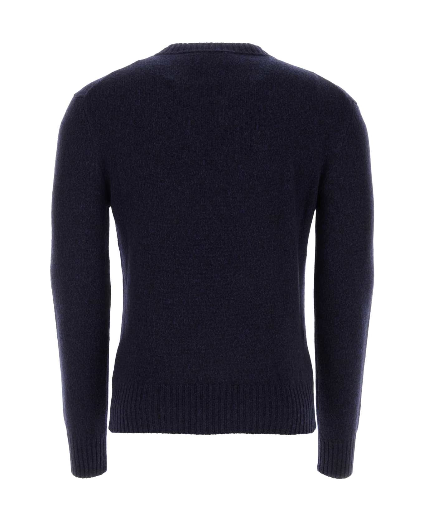 Ami Alexandre Mattiussi Melange Blue Cashmere Blend Sweater - NIGHTBLUE
