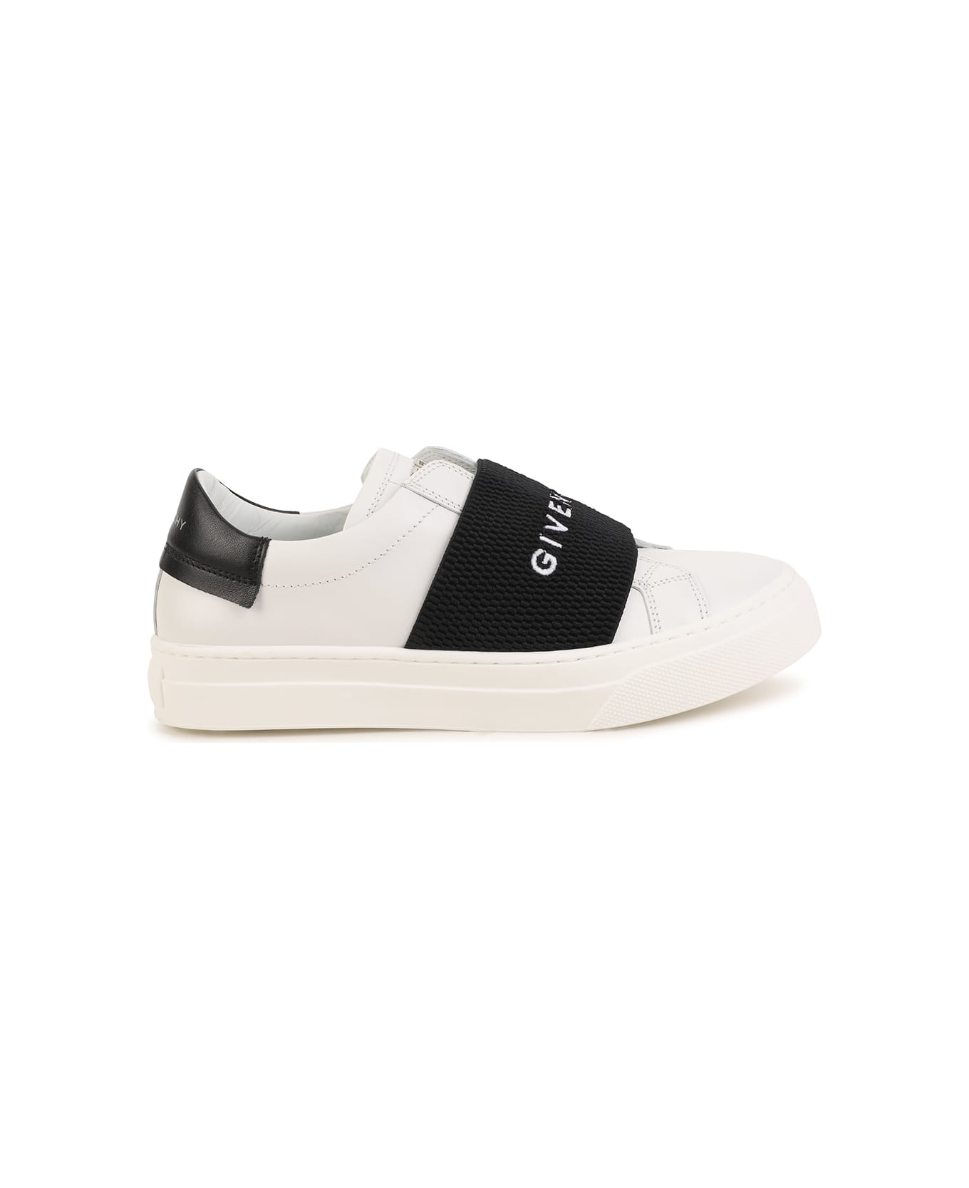 Givenchy White Urban Street Sneakers With Black Logo Band - Bianco
