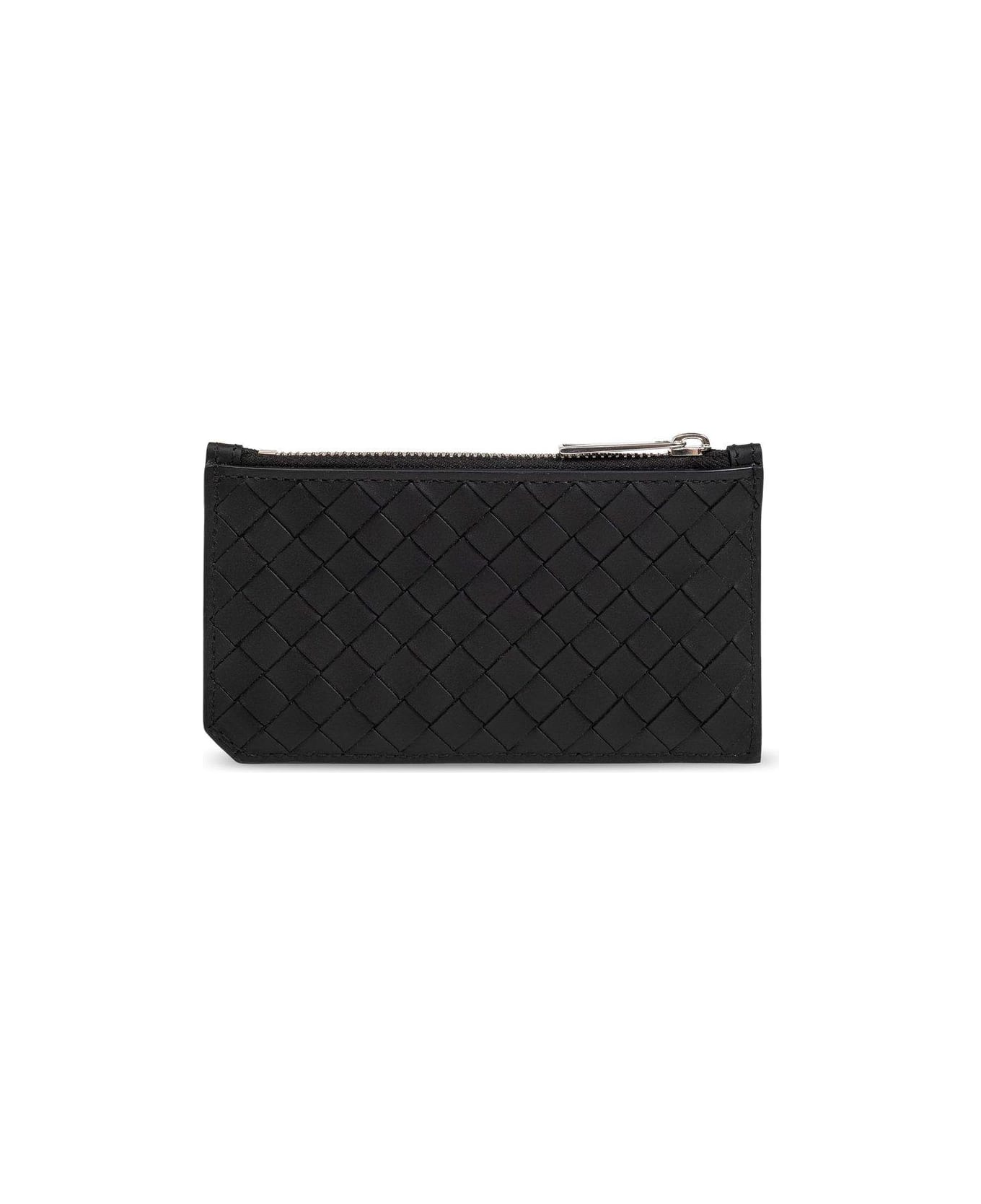 Bottega Veneta Intreccio Zipped Wallet - BLACKSILVER