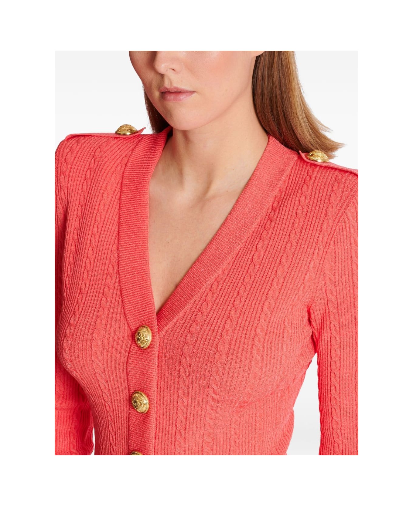 Balmain V-necked Cardigan - Orange