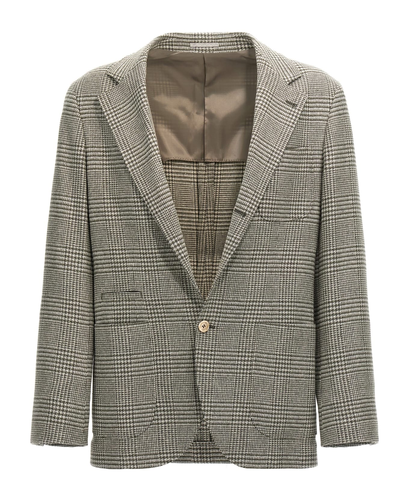 Brunello Cucinelli Check Single-breasted Blazer - Green