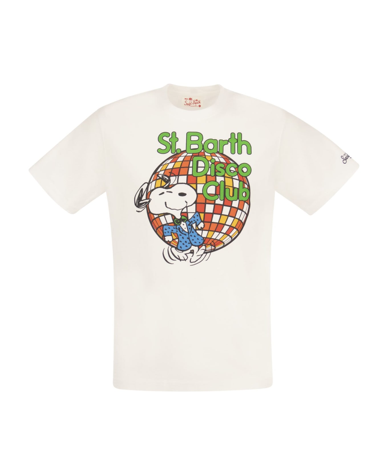 MC2 Saint Barth Cotton T-shirt With Snoopy Disco Club Print - White