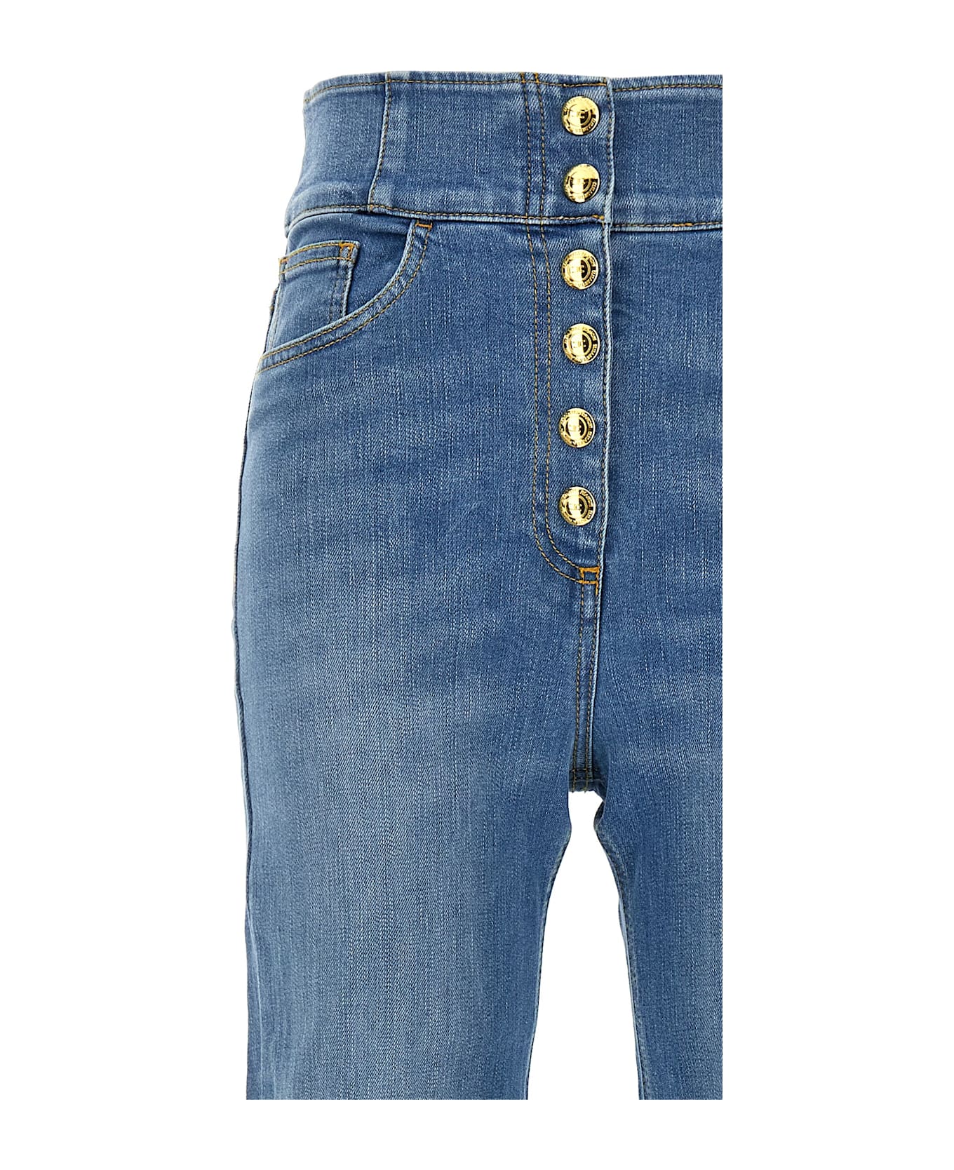 Elisabetta Franchi Button Jeans - Light Blue