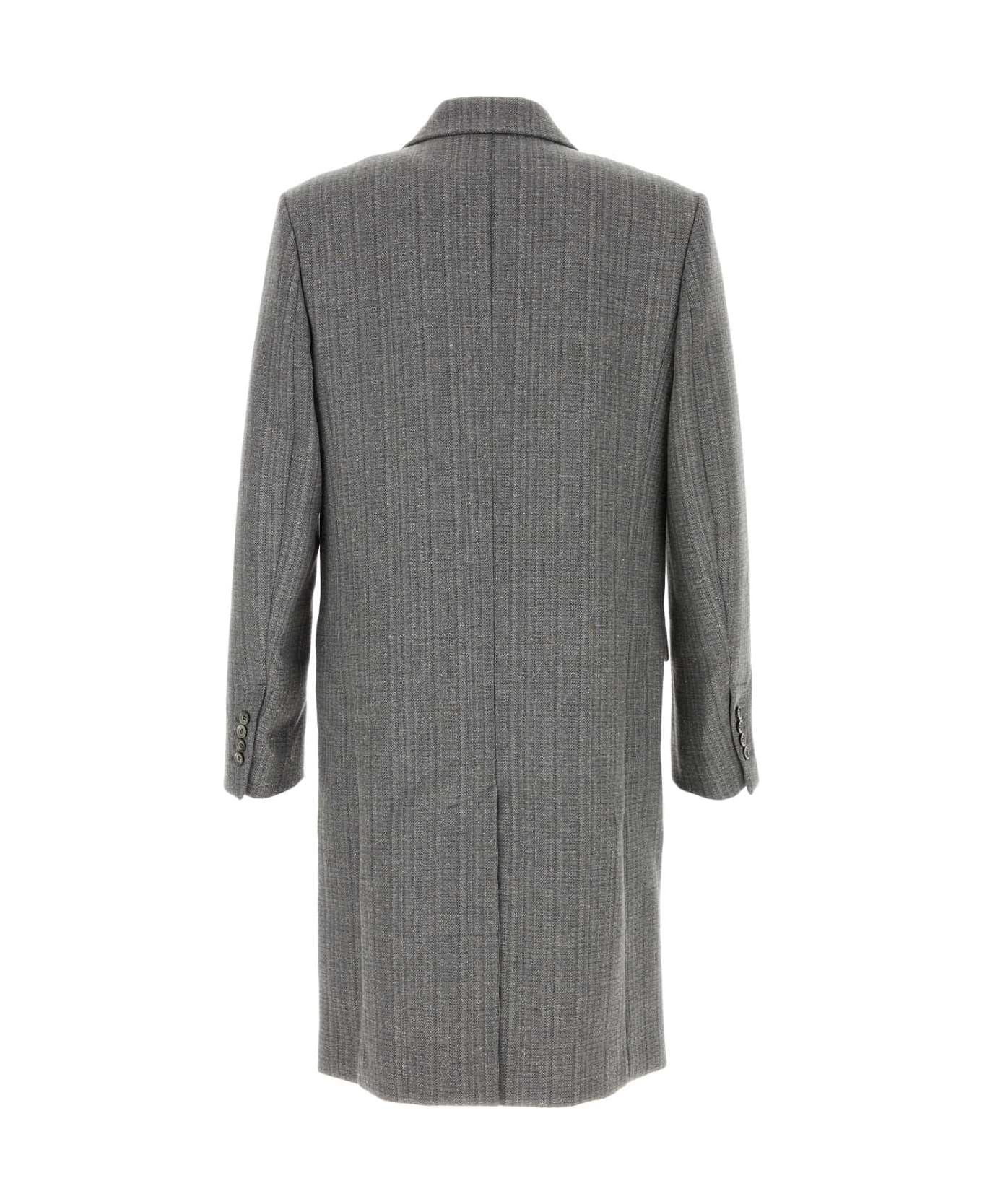 Ami Alexandre Mattiussi Grey Wool Blend Coat - GRIS/IVOIRE