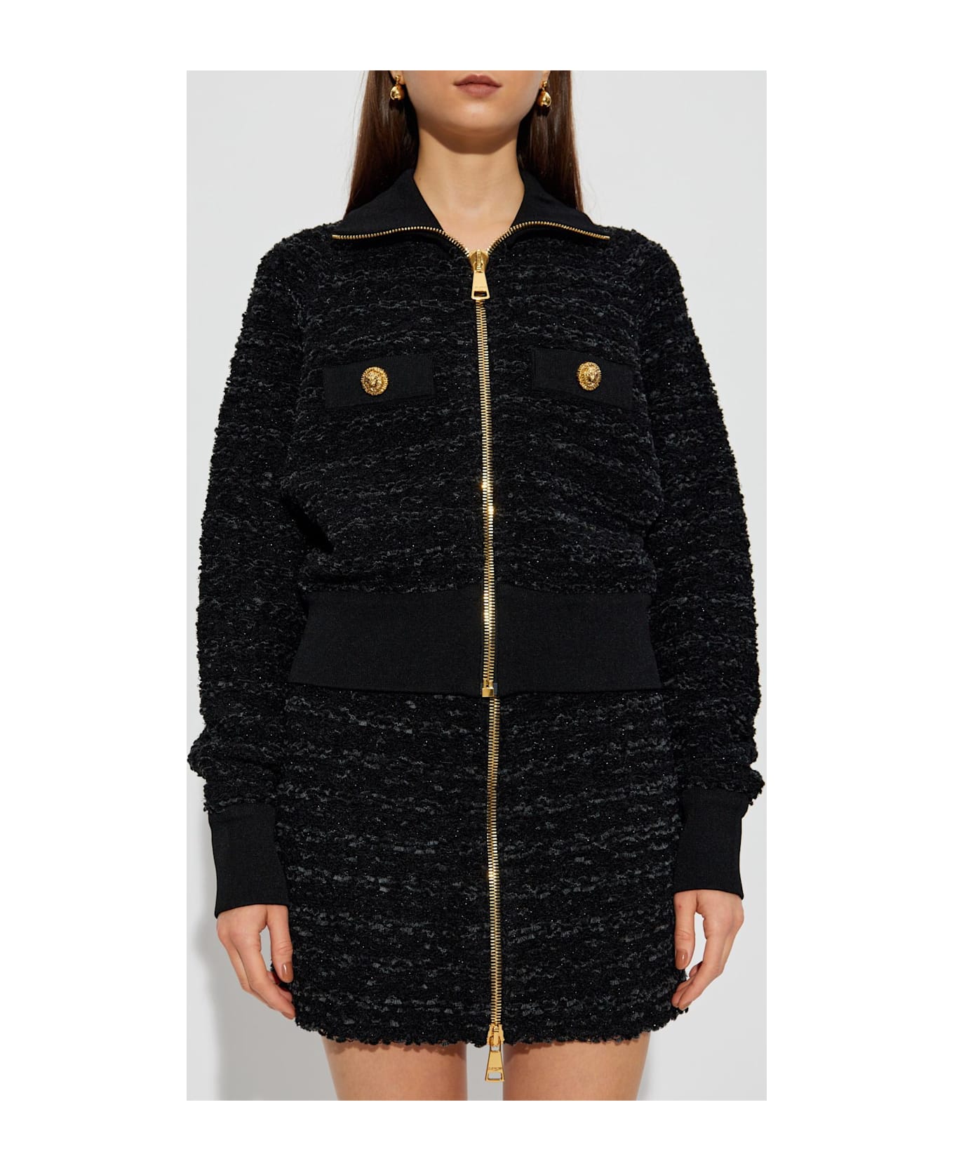 Balmain Jacket With Decorative Buttons - BLACK