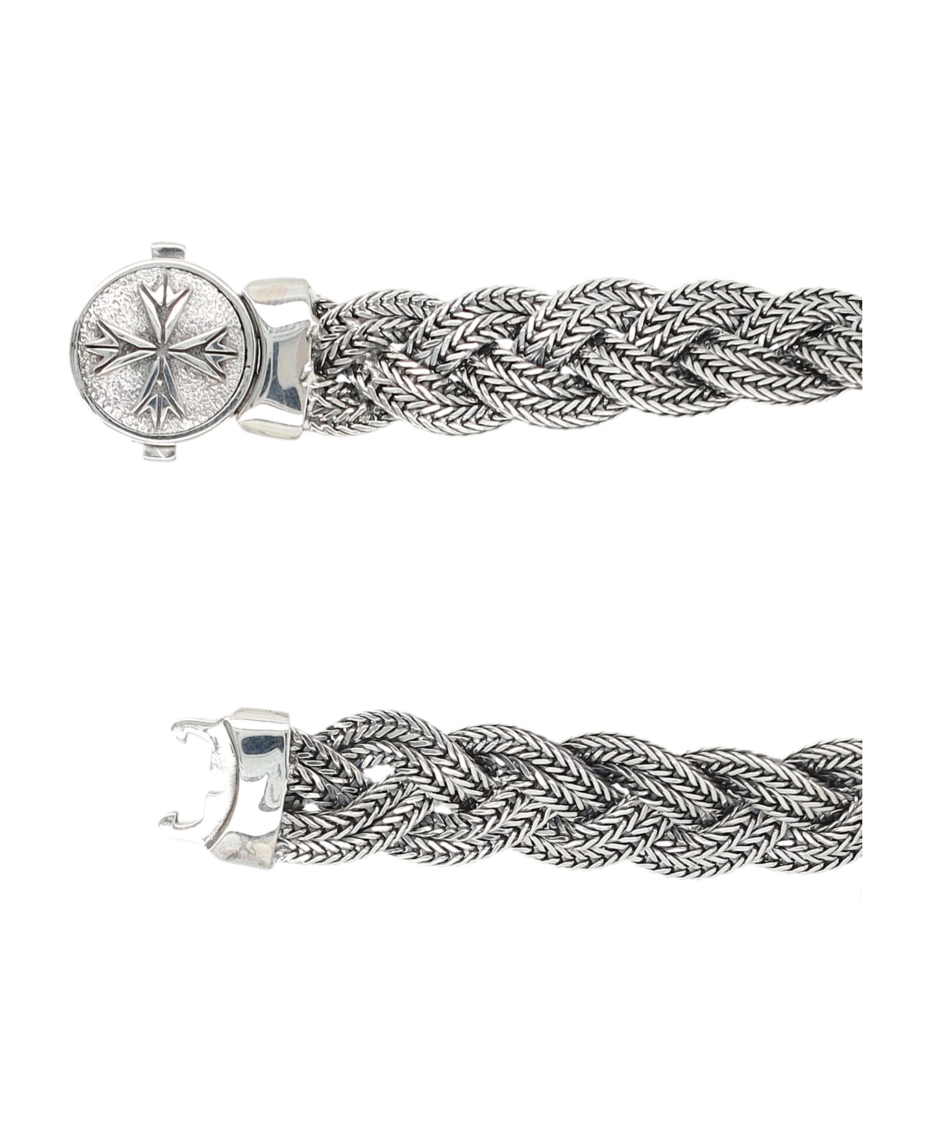 Emanuele Bicocchi Large Diamond-cut Flat Braided Bracelet - SILVER
