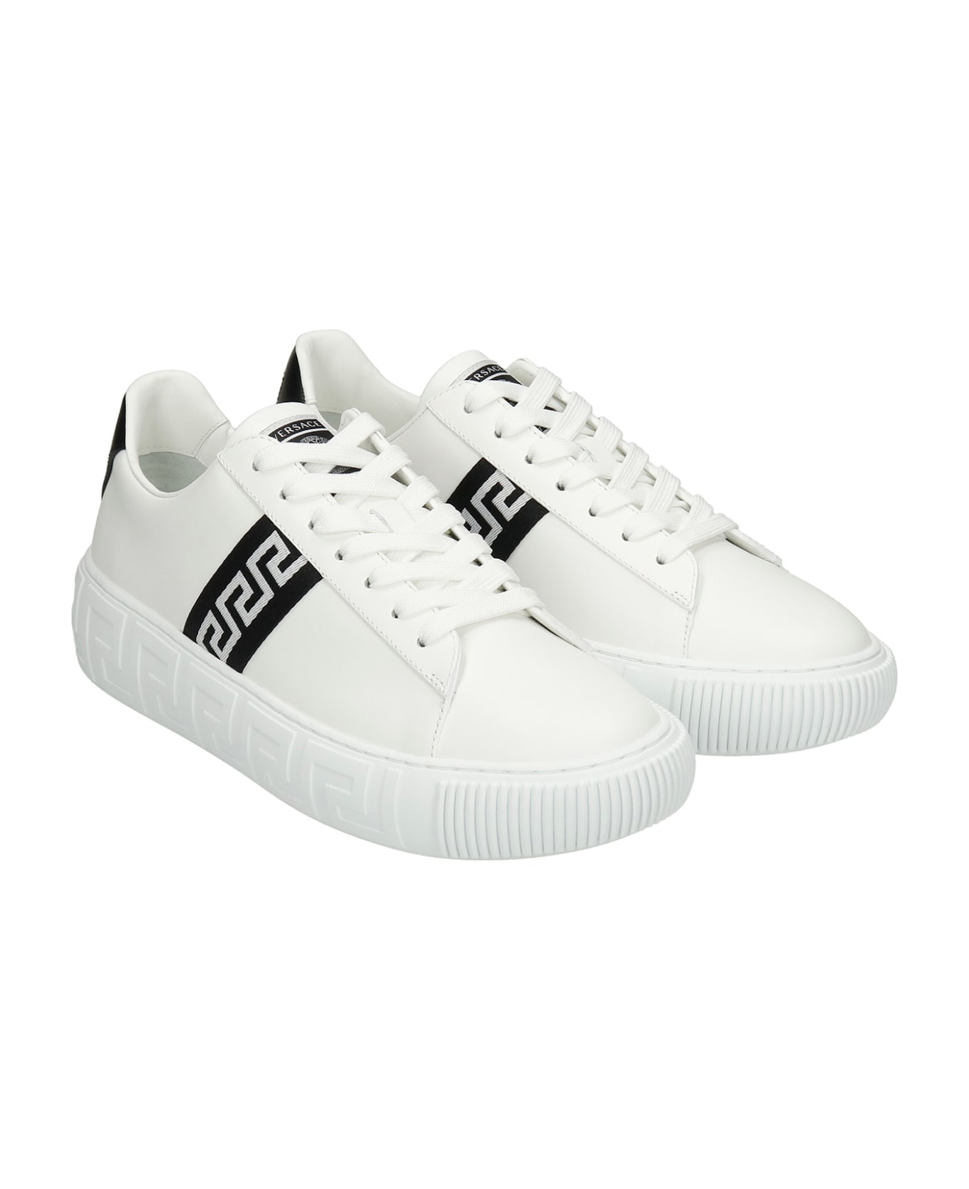 Versace La Greca Sneakers In White Leather | italist, ALWAYS LIKE A SALE