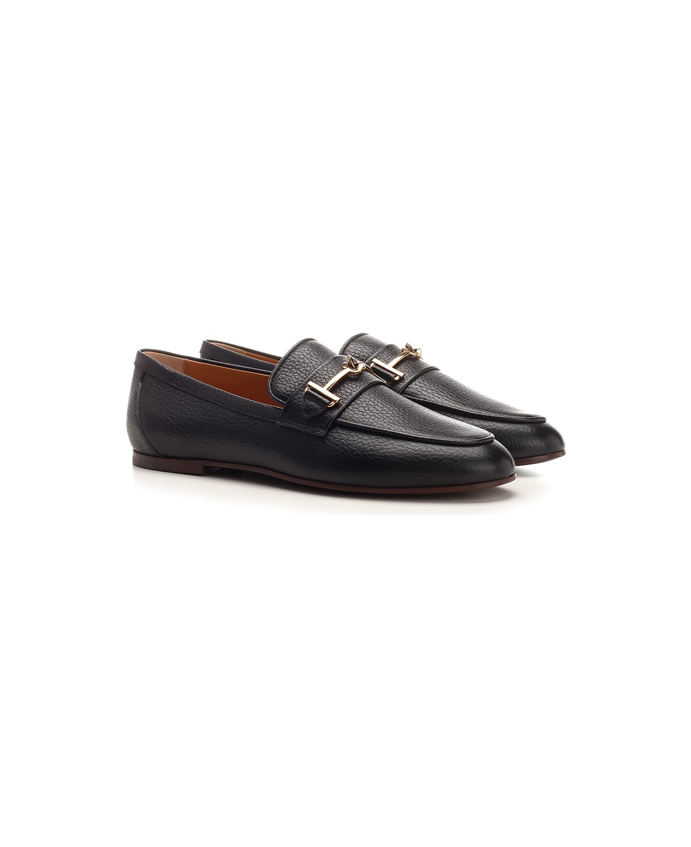 Tod's Leather Loafers With Bow - Black フラットシューズ
