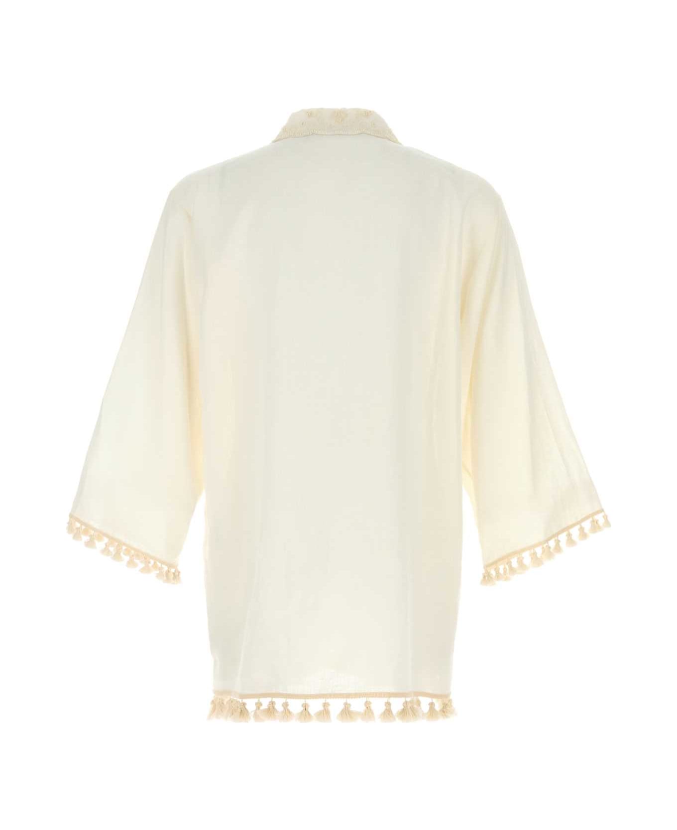 Valentino Garavani Ivory Linen Polo Shirt - AVORIO