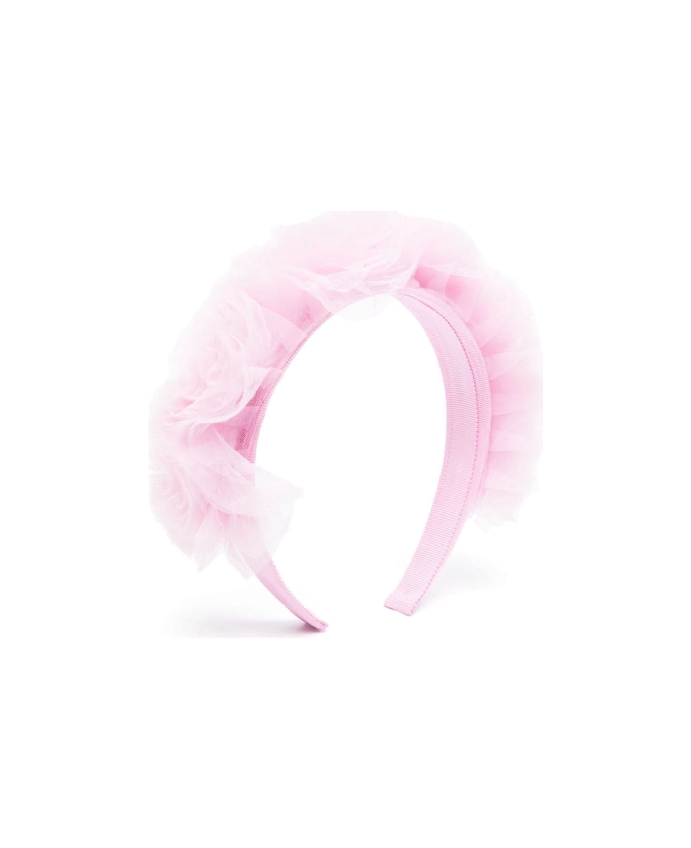 Monnalisa Pink Headband With Tulle Frill In Techno Fabric Girl - Pink