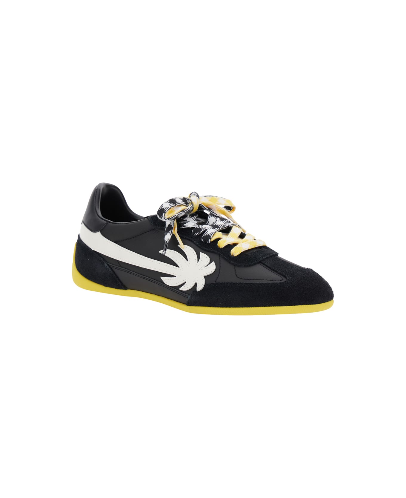 Palm Angels 
pa 5
 Black Low Top Sneakers With Logo Patch On The Tongue And Contrasting Heel With Logo In Leather Man - Black