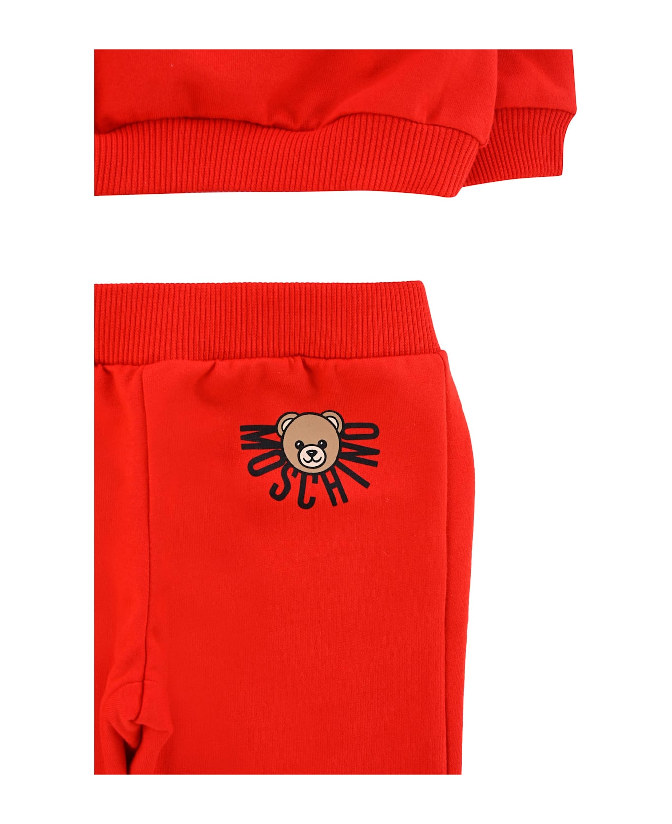 Moschino Red Suit For Babykids With Tedy Bear - Red ボディスーツ＆セットアップ