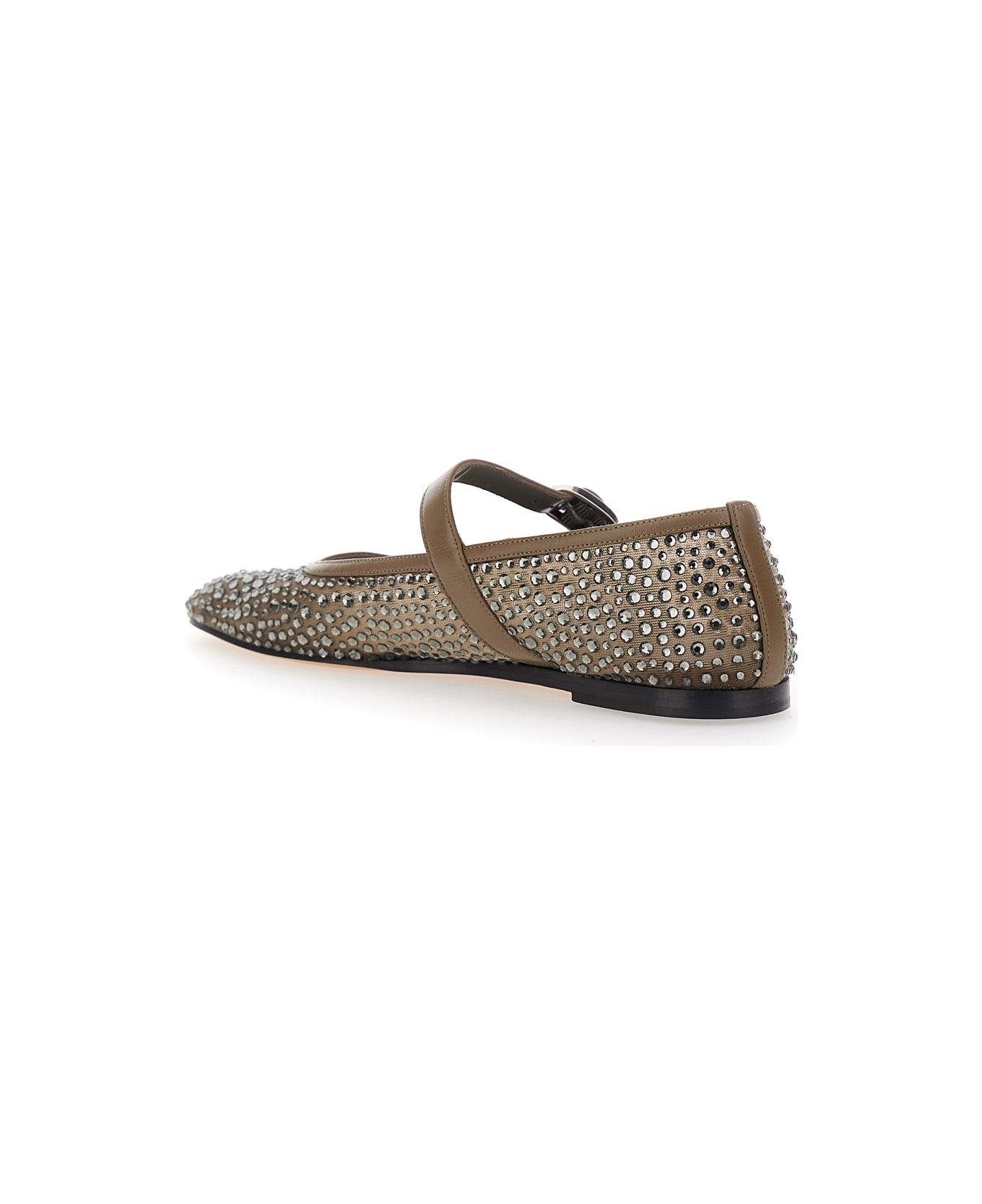 Le Monde Beryl 
mary Jane
 Metallic Ballet Flats With Strap And All-over Beading In Fabric Woman - Metallic
