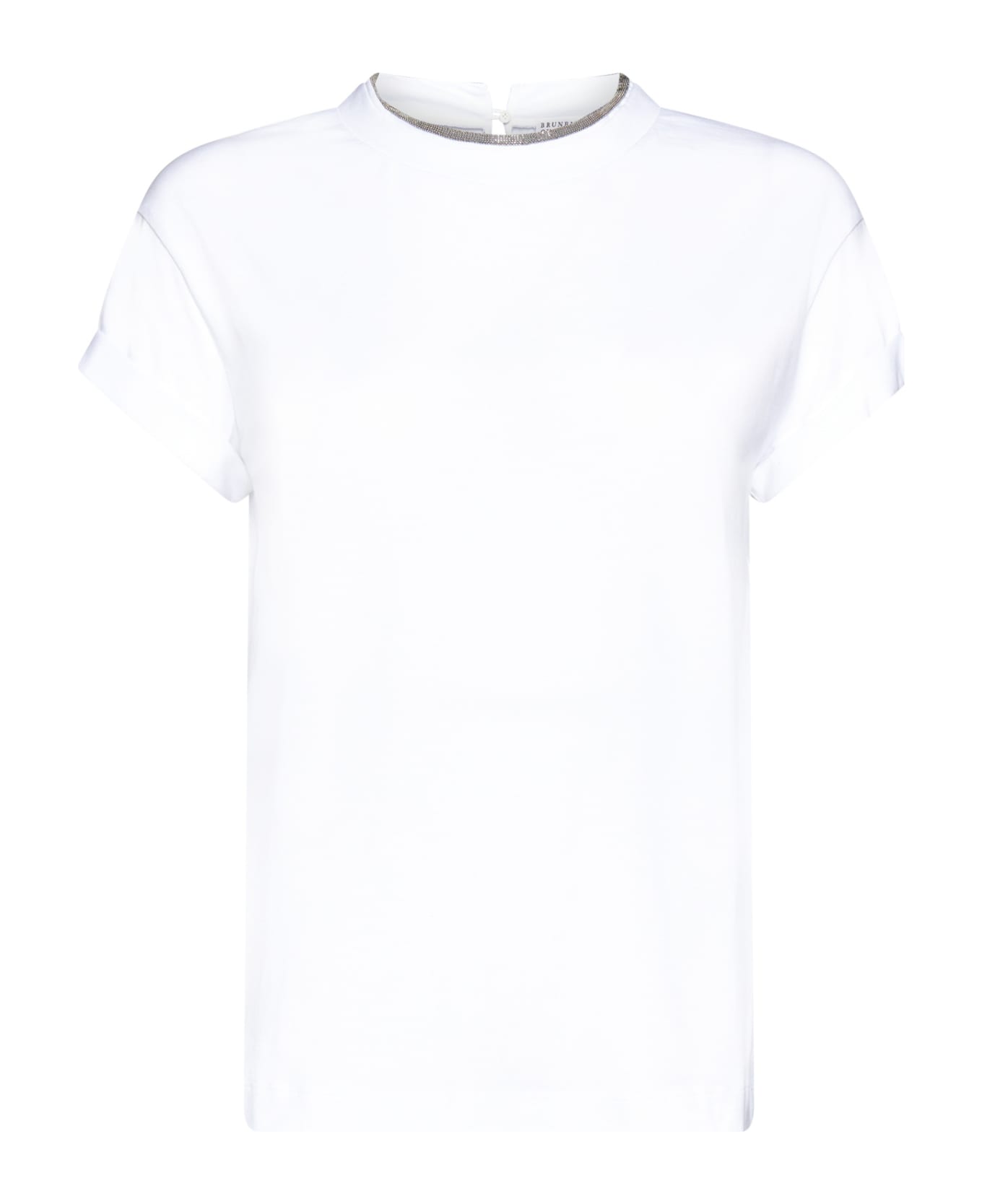 Brunello Cucinelli Round Neck Plain T-shirt - White
