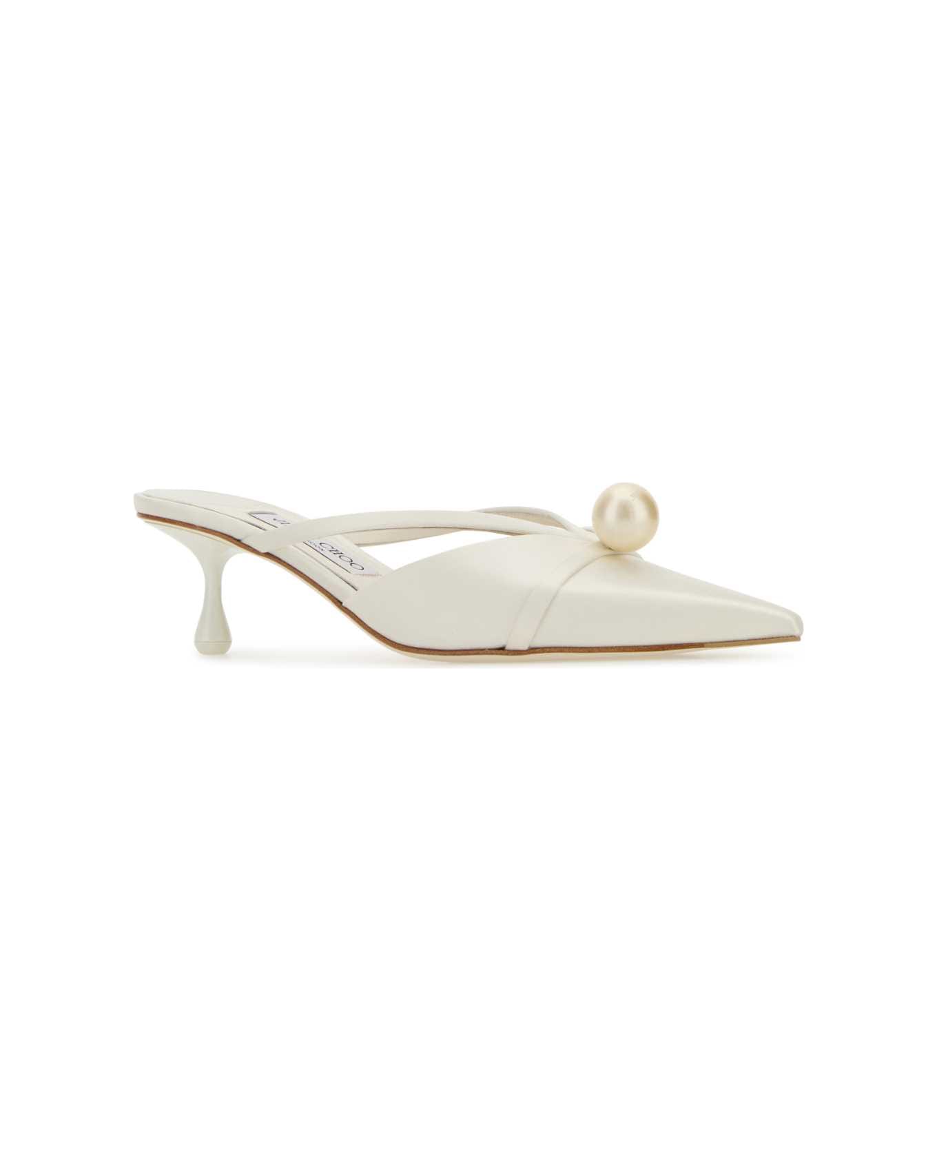Jimmy Choo White Satin Sana Mules - IVORYWHITE