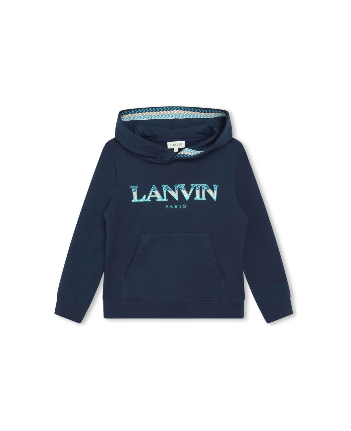 Lanvin Blue Hoodie With Lanvin "curb" Logo - Blue
