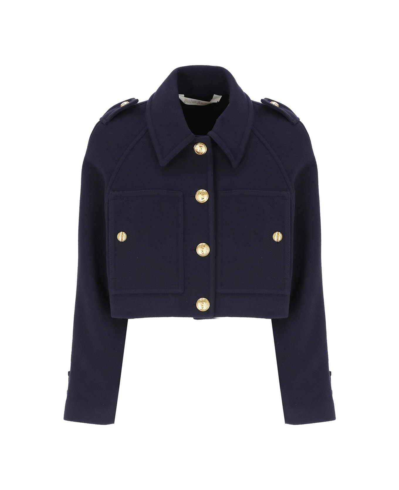 Palm Angels Gold Buttons Cropped Blazer - Blue