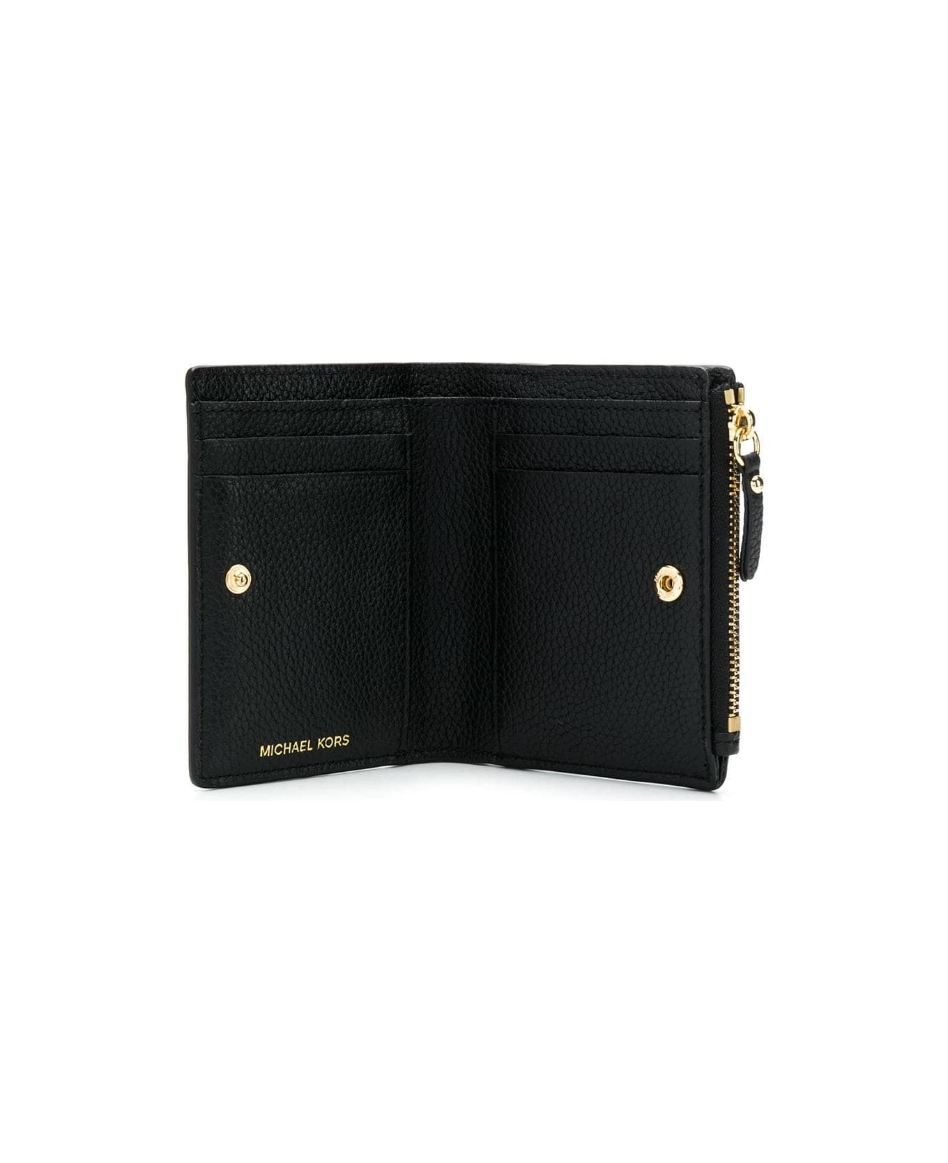 Michael Kors Wallet In Textured Leather With Logo - Black