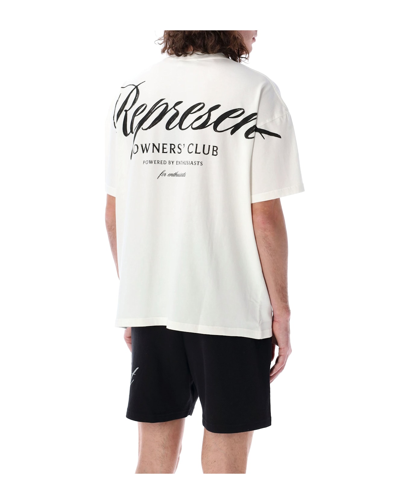 REPRESENT Owners Club Script T-shirt - FLAT WHITE