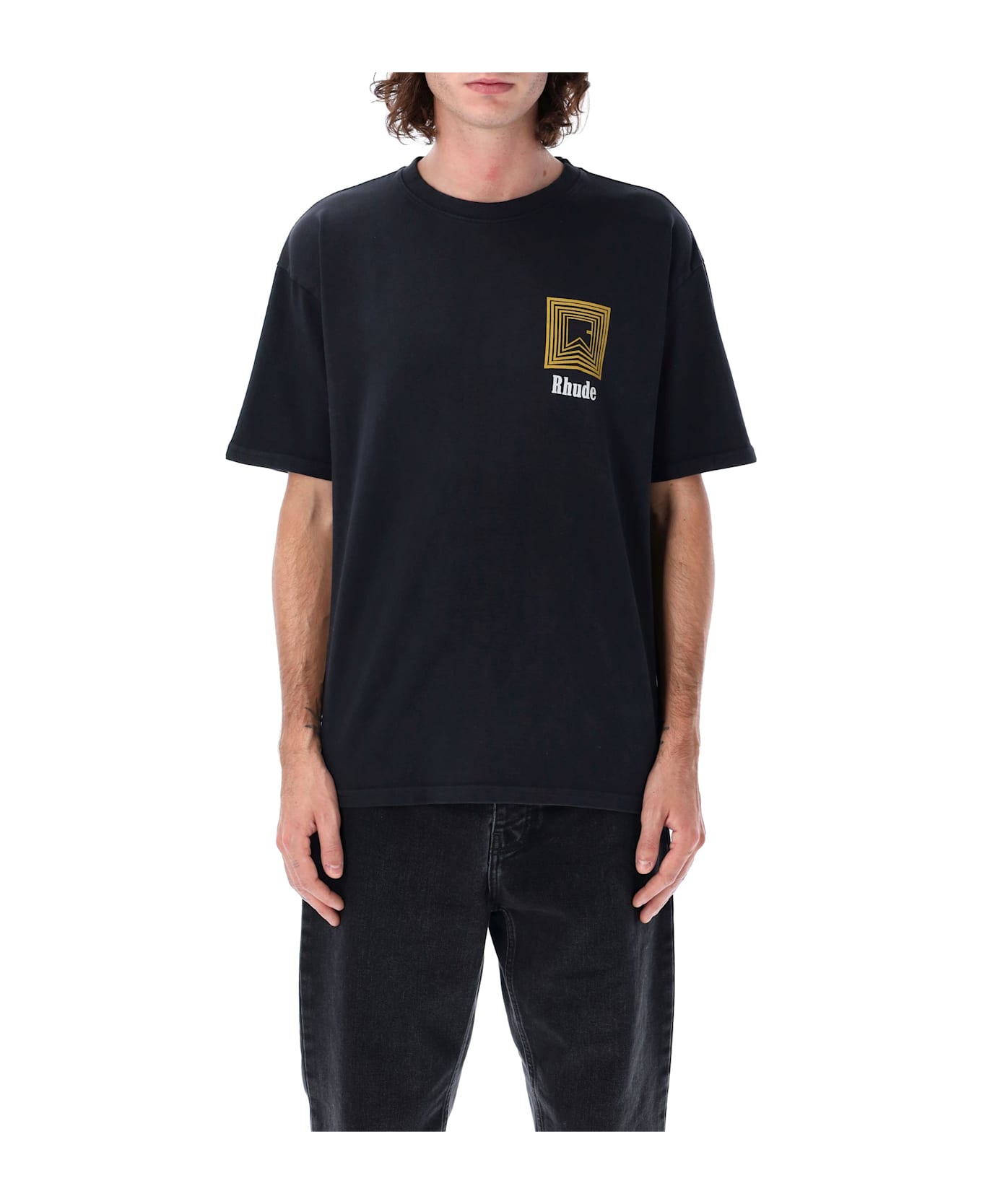 Rhude Chevron Logo Repeat Tee - VNTG BLACK